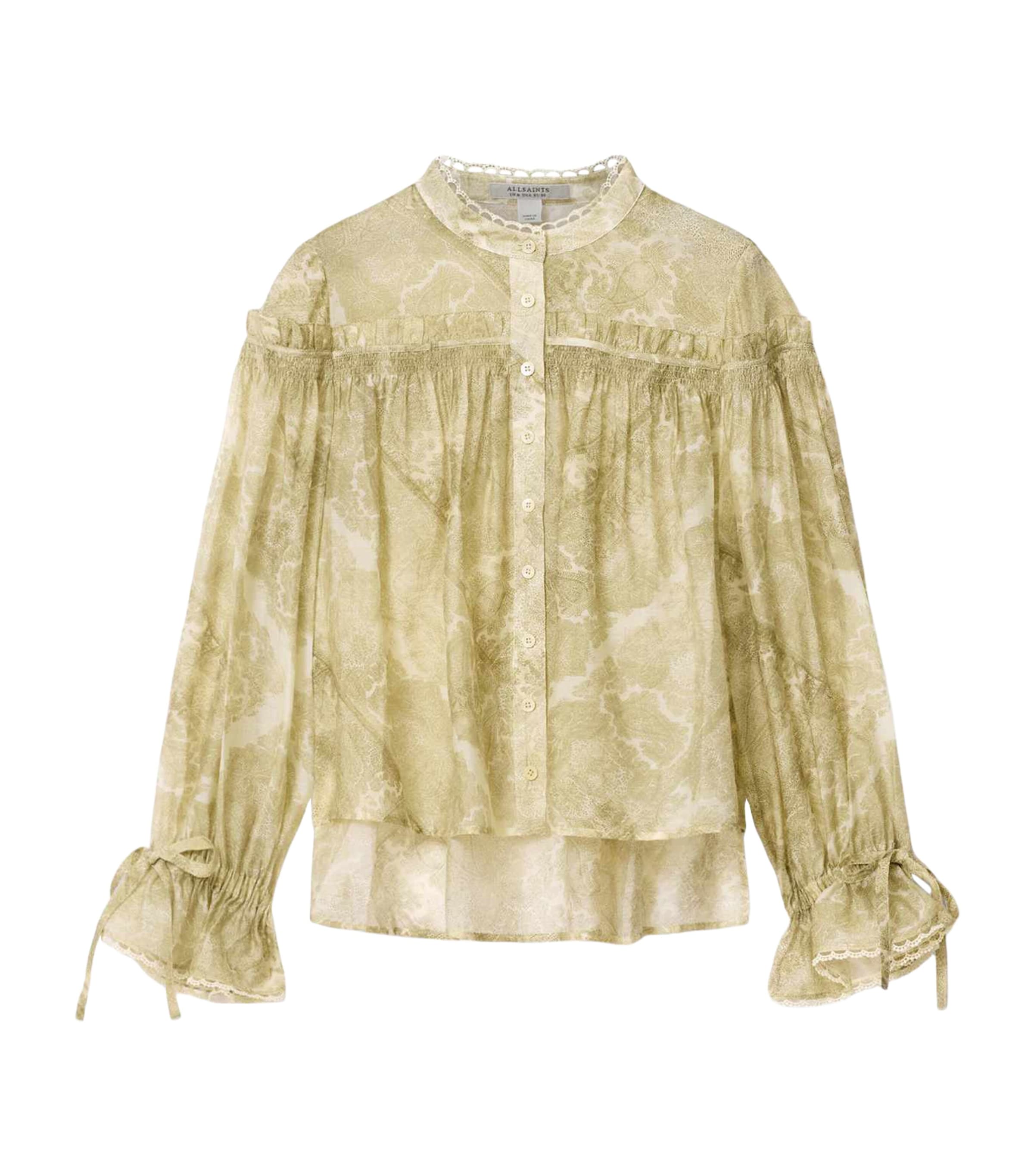 AllSaints Womens Gathered Delphine Shirt Joanne Gold Green