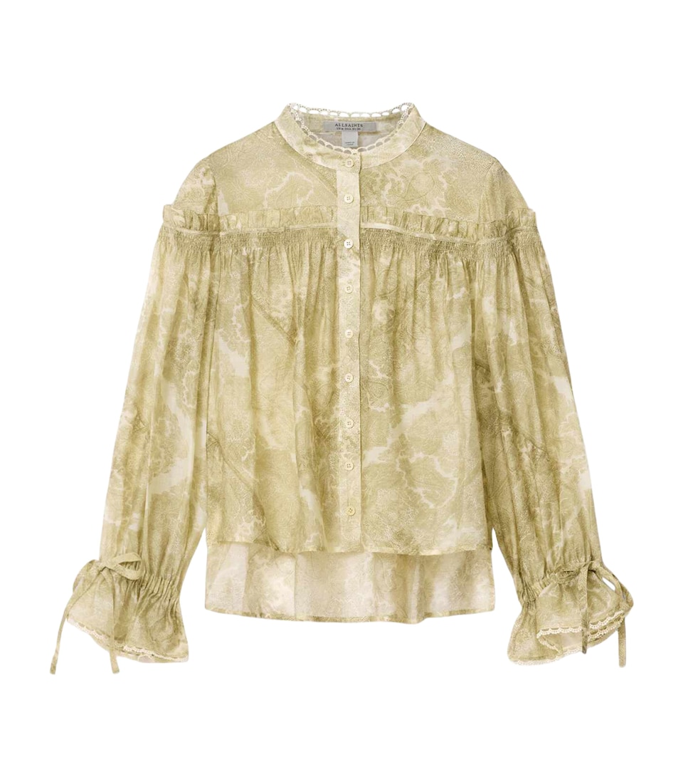 AllSaints Womens Gathered Delphine Shirt Joanne Gold Green