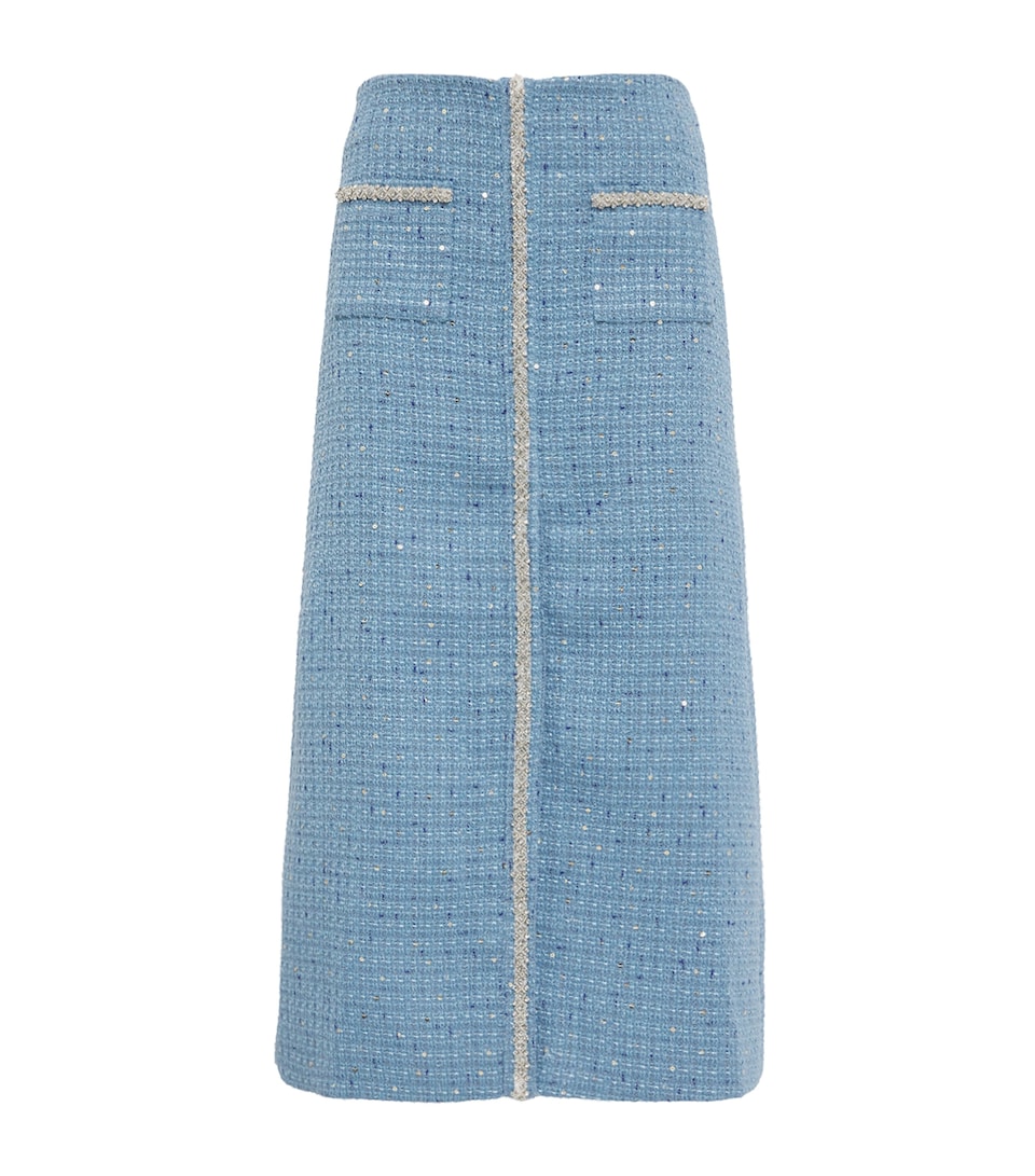 Tweed Sequinned Midi Skirt