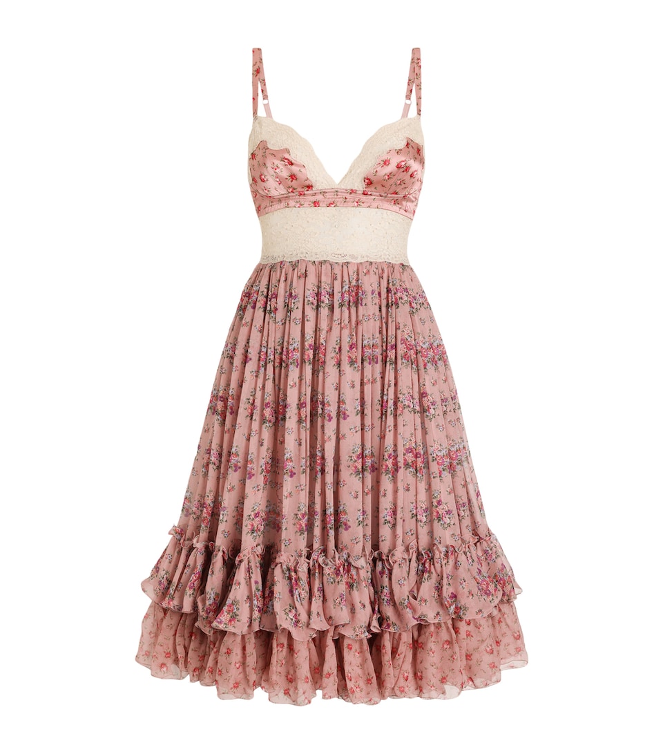 Dolce&Gabbana Womens Silk-Cotton Floral Corset Midi Dress Mazz