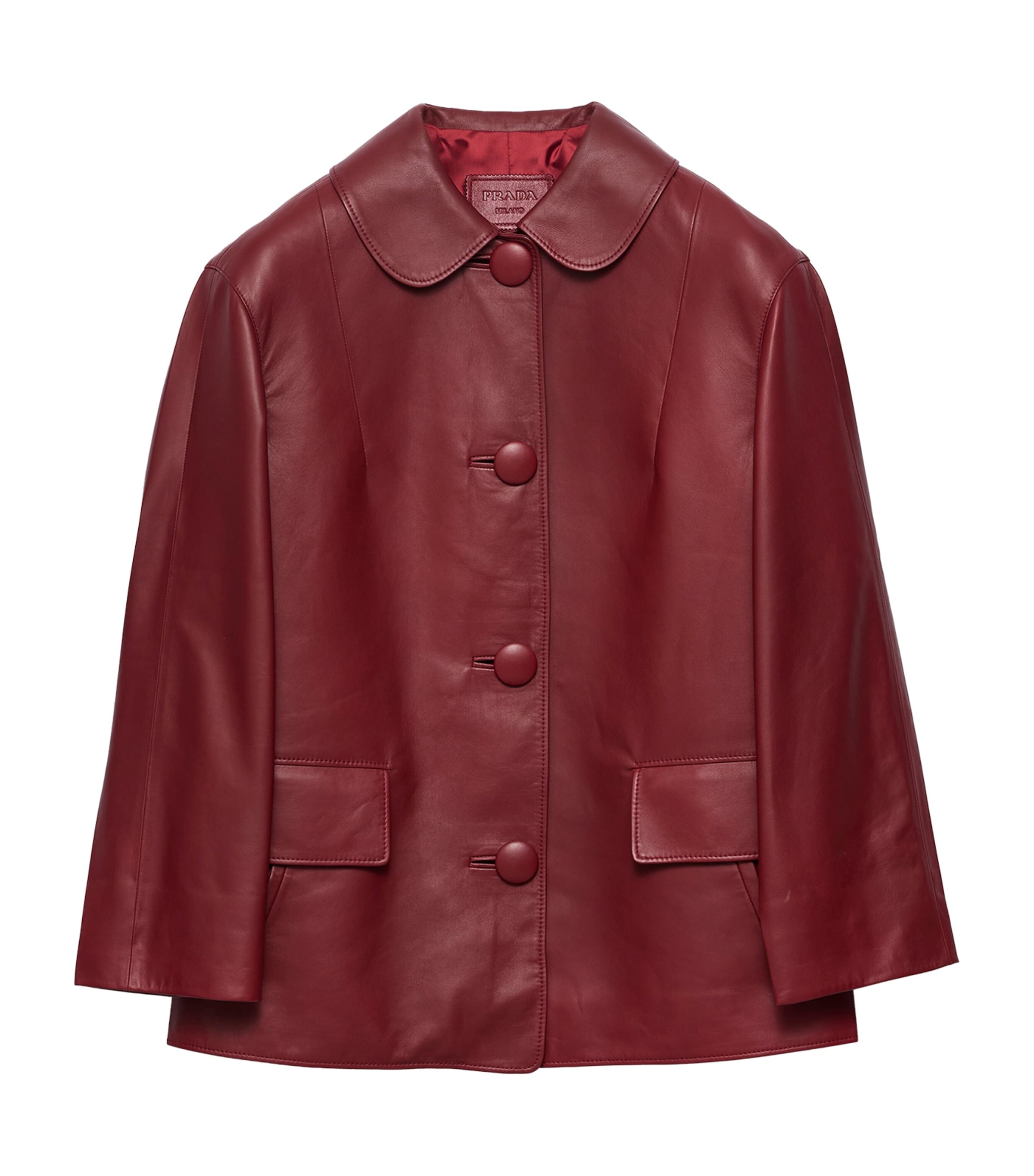 Prada Womens Nappa Leather Jacket Red