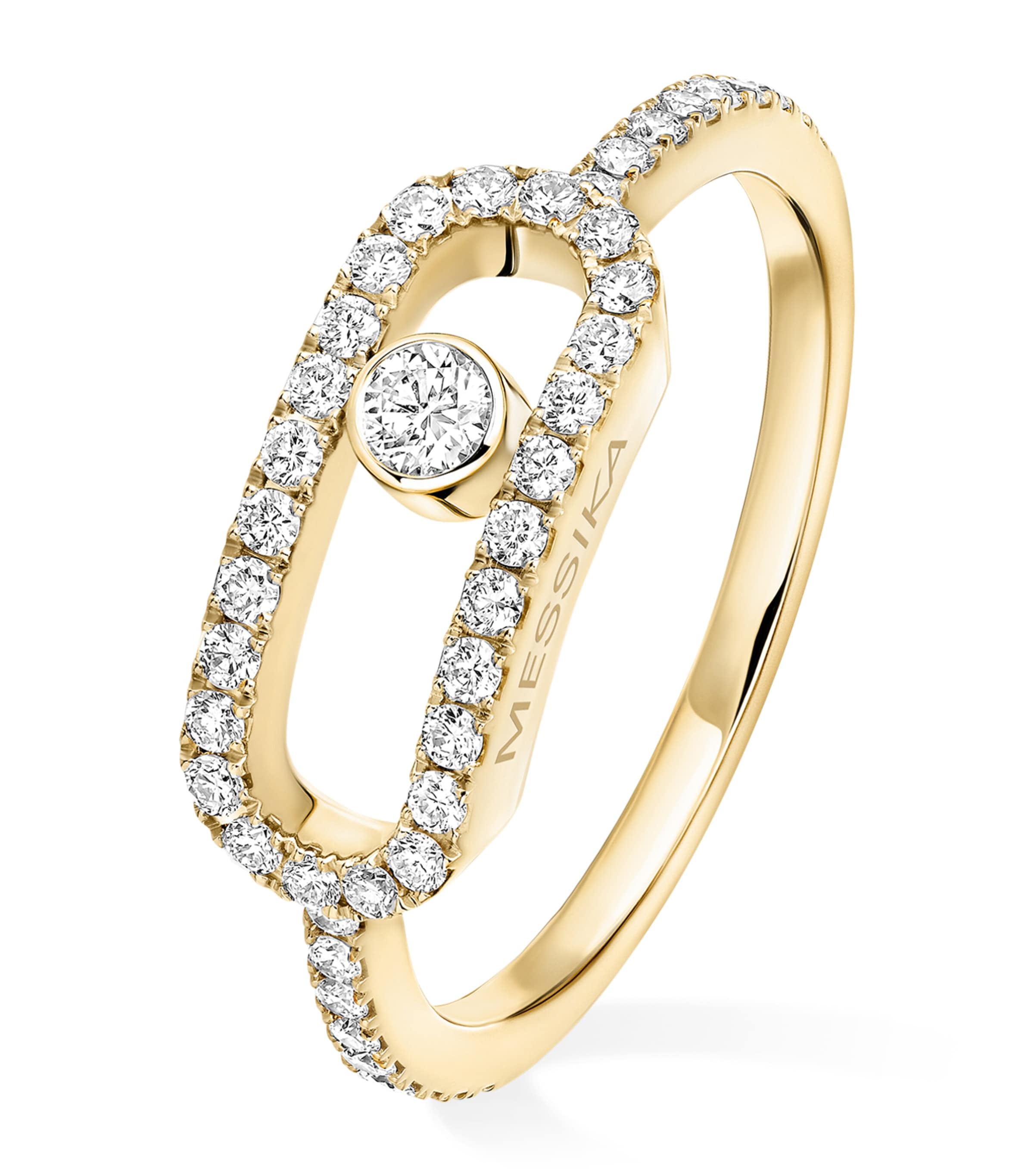 Messika Move Uno Large Yellow Gold and Diamond Ring Yellow Gold