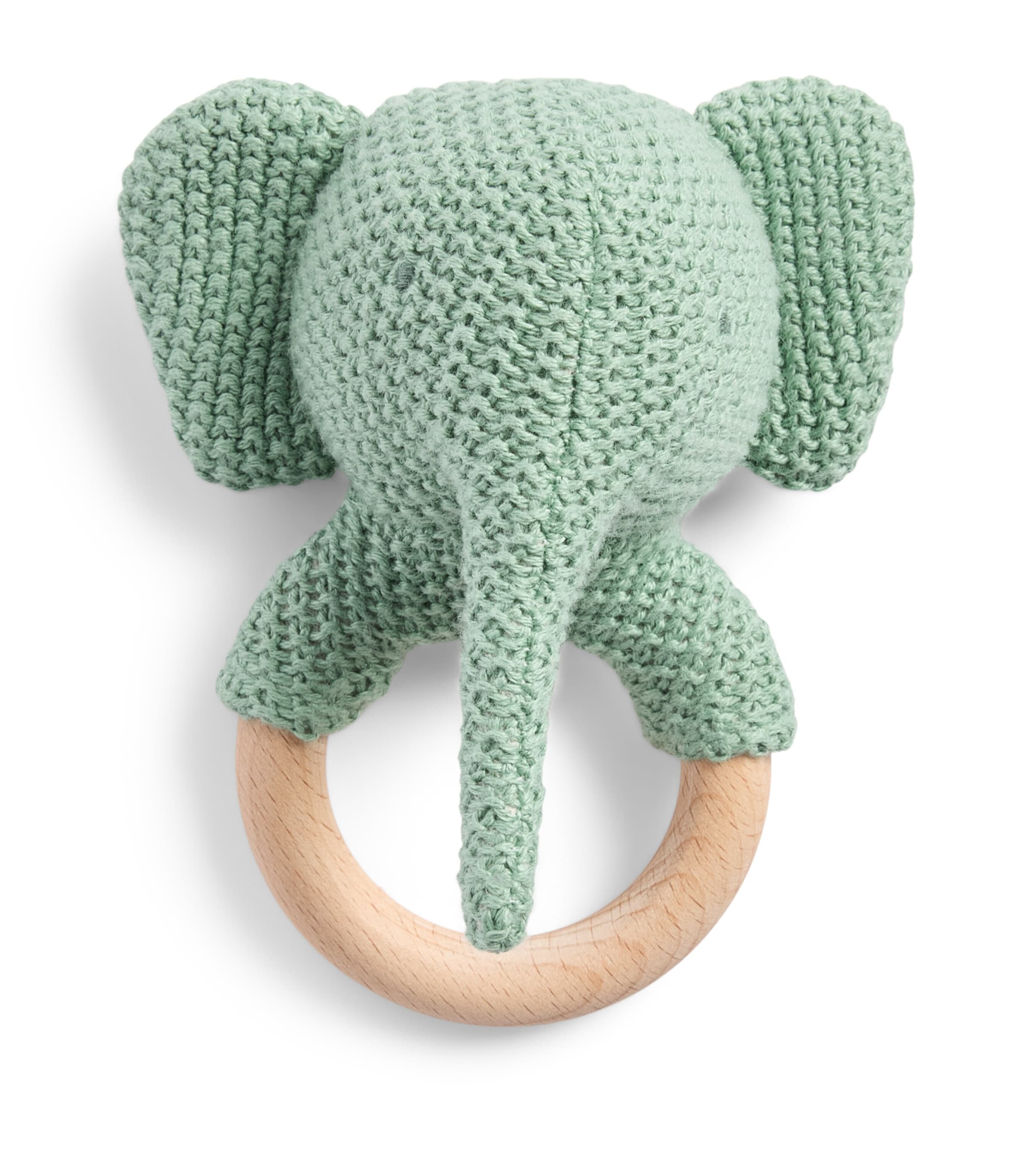 Harrods My First Knitted Elephant Rattle Green