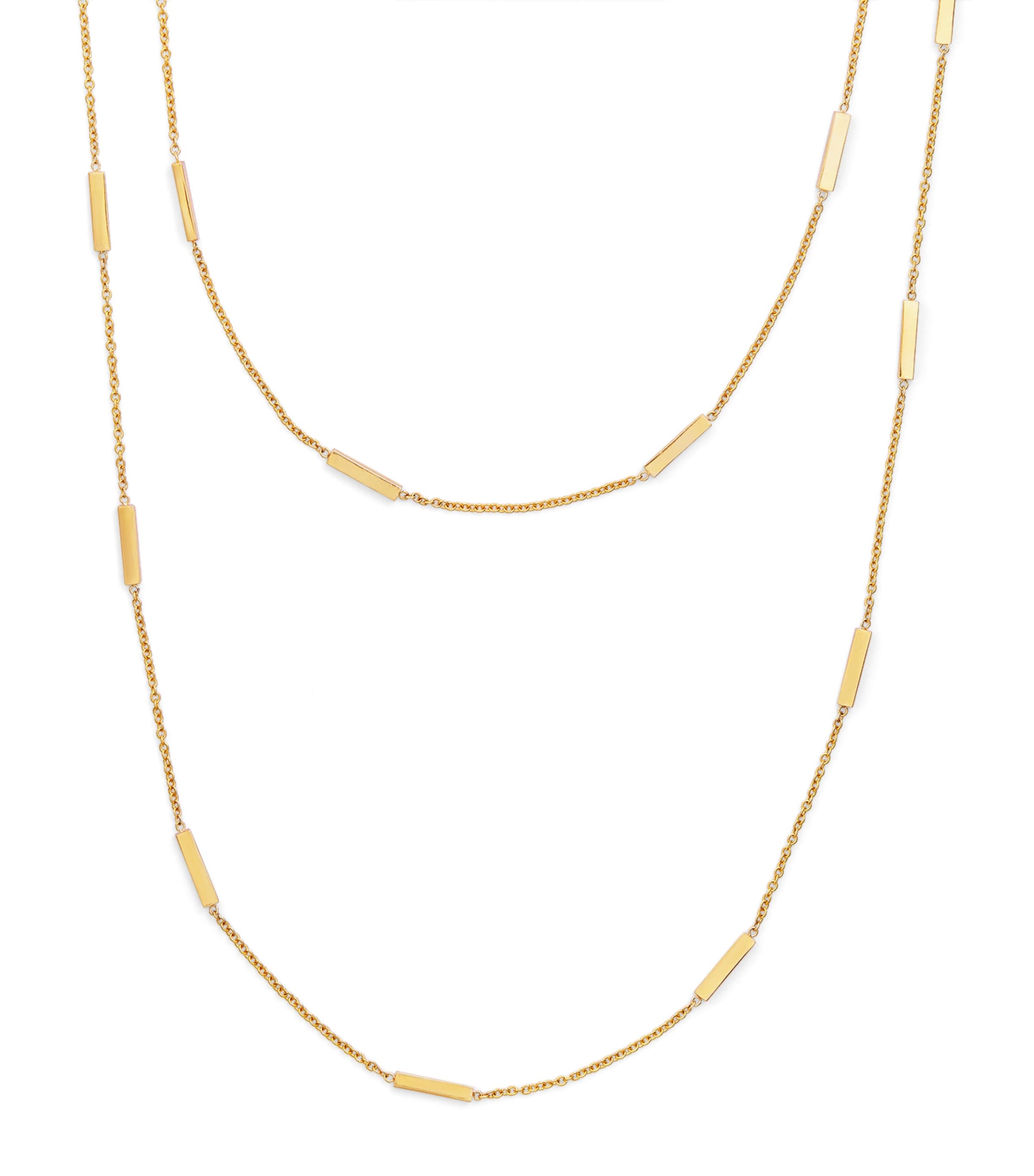 Yellow Gold Bar Chain Necklace