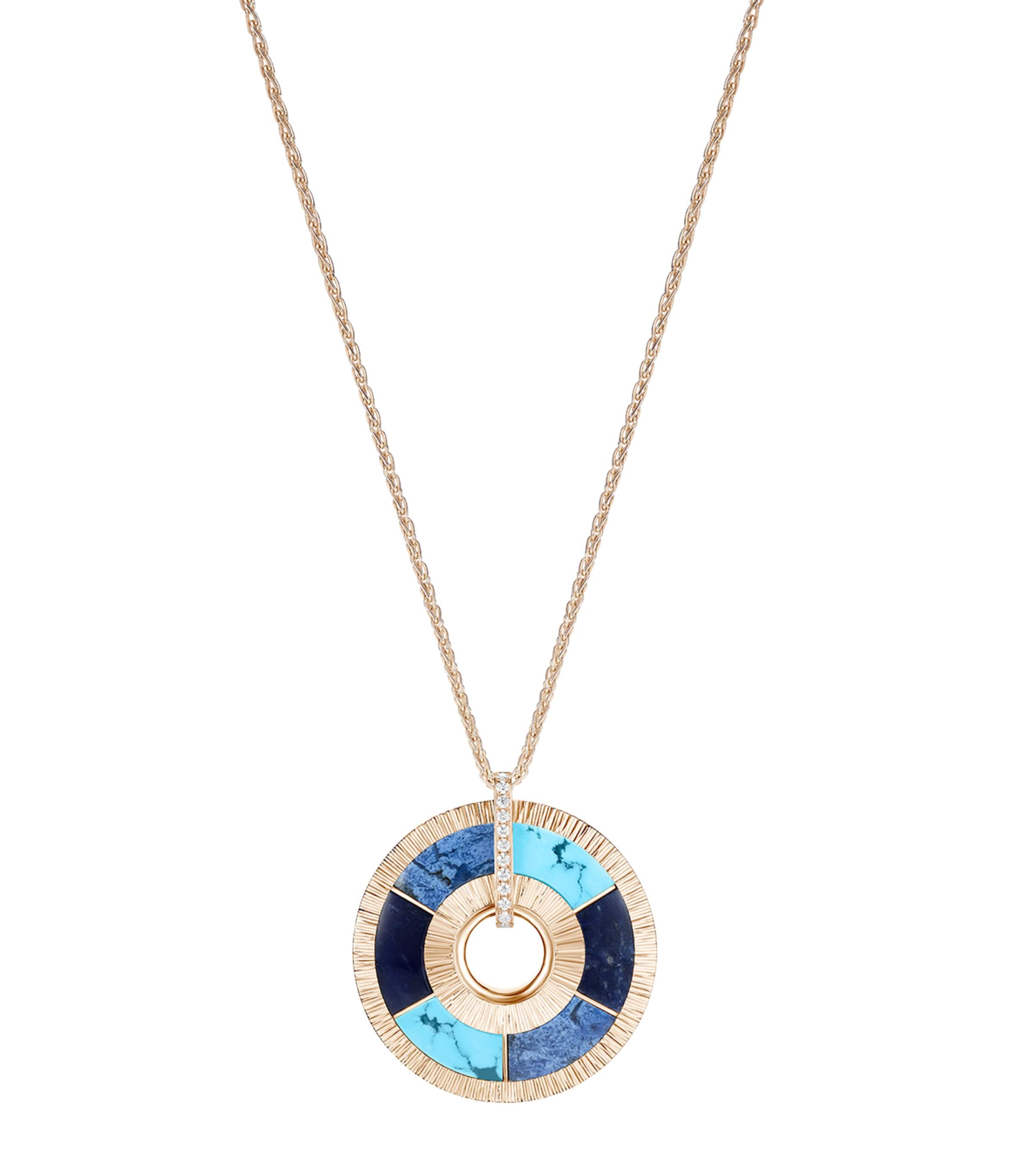 Piaget Rose Gold, Diamond, Turquoise, Sodalite and Dumortierite Possession Pendant Necklace Turquoise