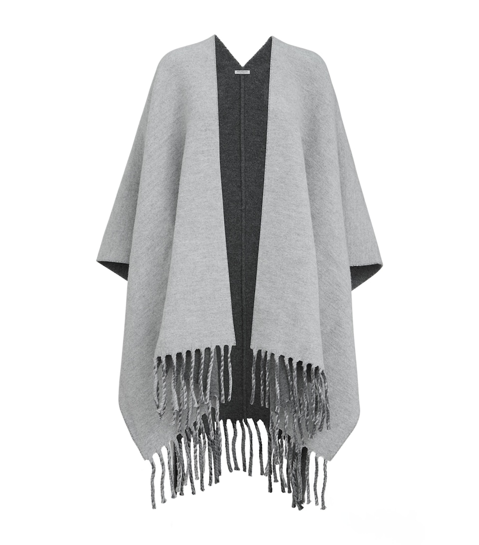 Brunello Cucinelli Womens Wool-Cashmere Reversible Poncho