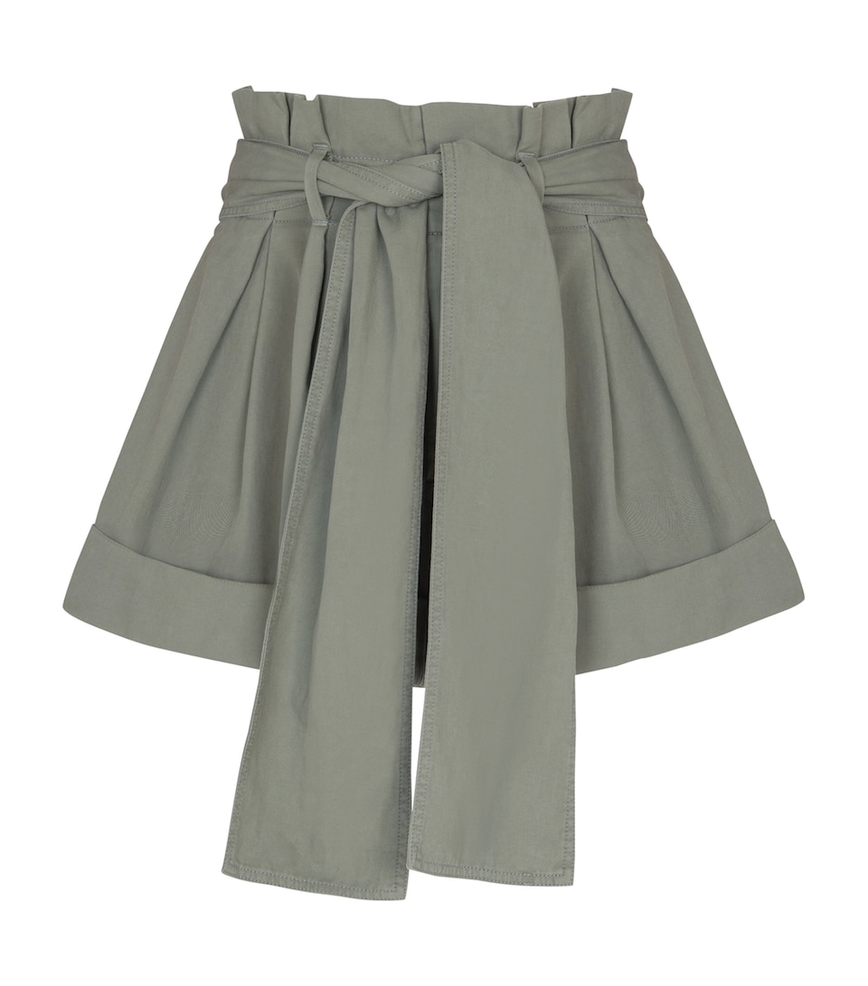 Balmain Womens Cotton High-Rise Shorts Vert Laurier