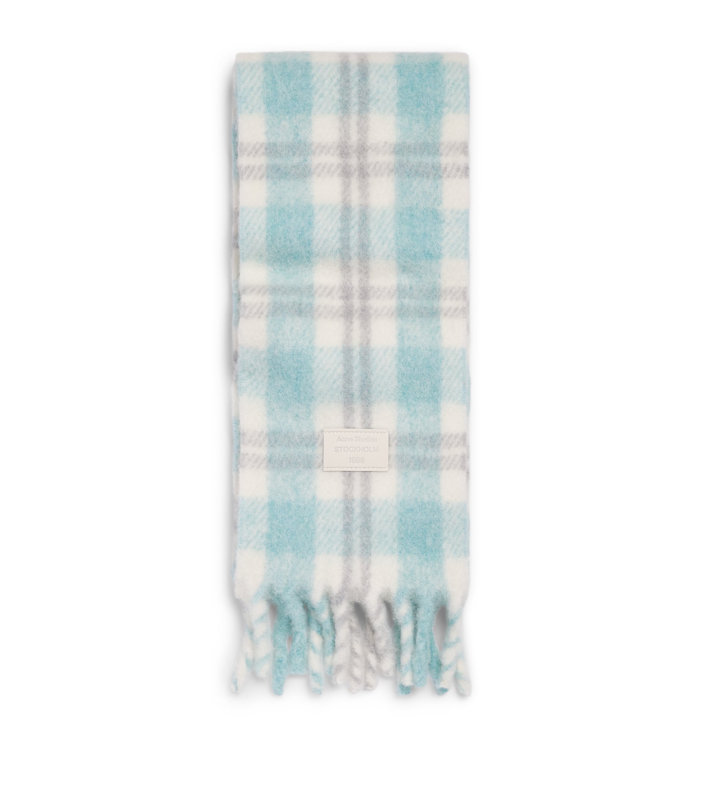 Acne Studios Alpaca-Wool-Blend Fringe Scarf White/aqua
