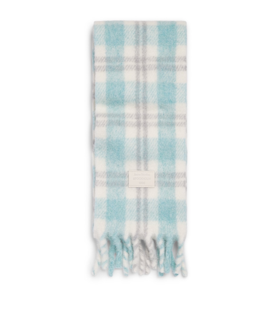 Acne Studios Alpaca-Wool-Blend Fringe Scarf White/aqua
