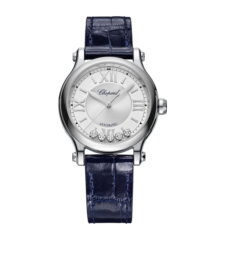 Stainless Steel and Diamond Happy Sport Automatic Watch 33mm