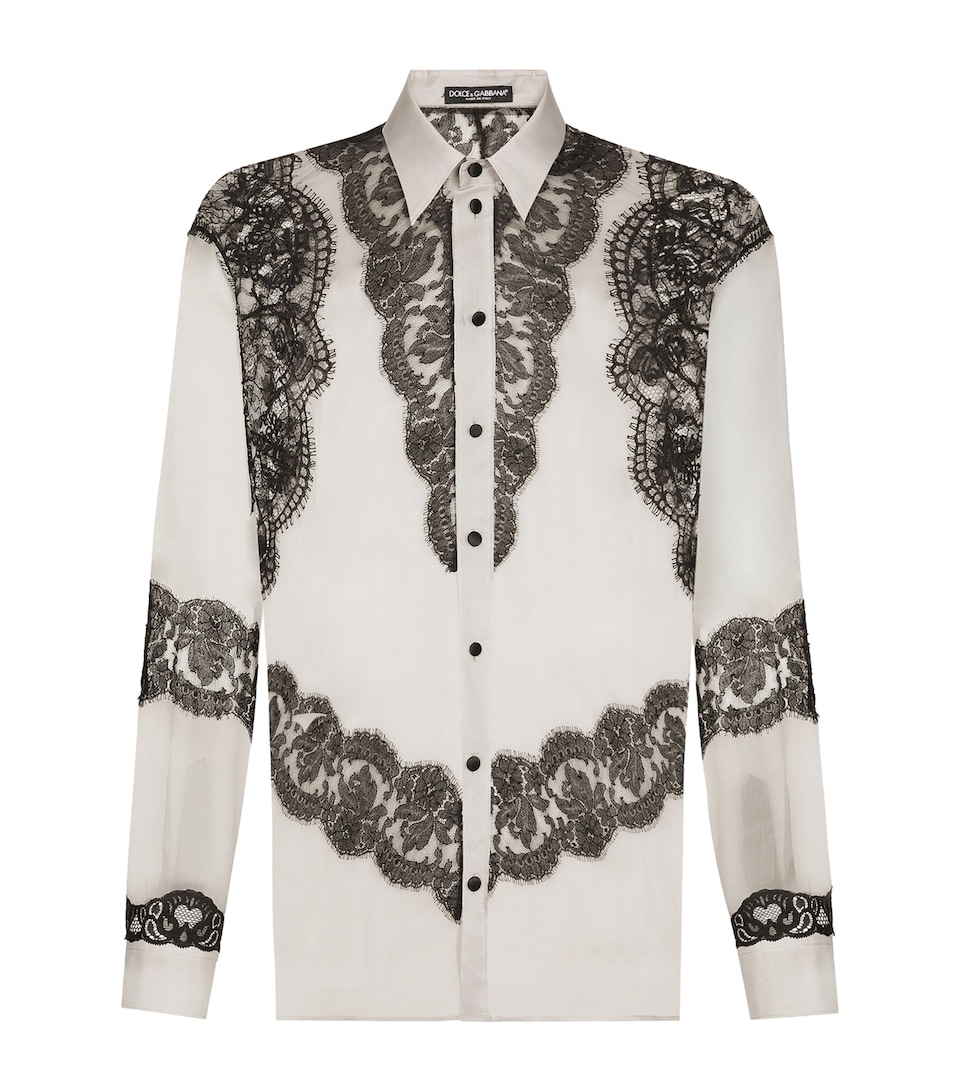 Silk Lace-Trim Shirt