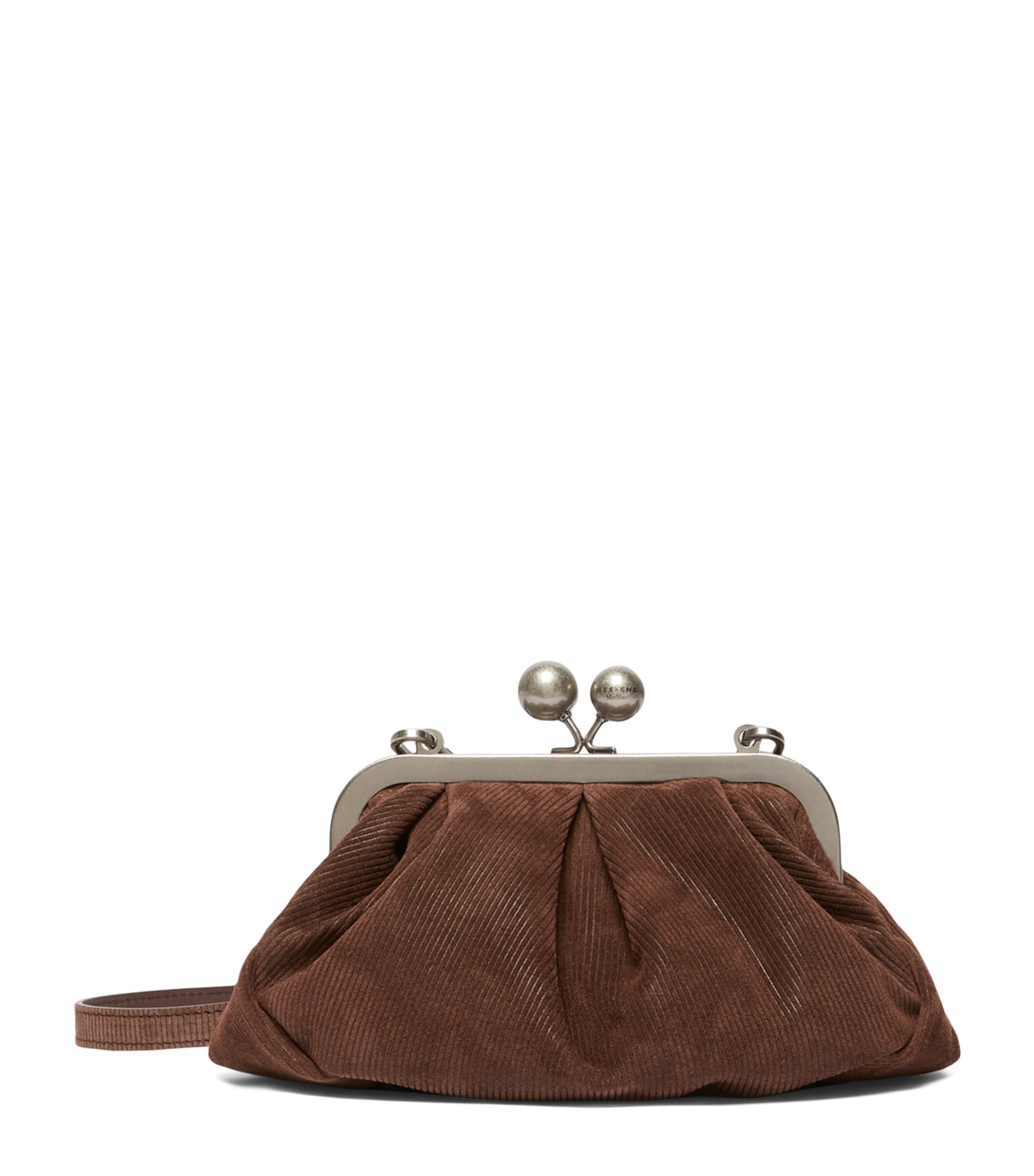 Weekend Max Mara Small Suede Pasticcino Clutch Bag Chocolate