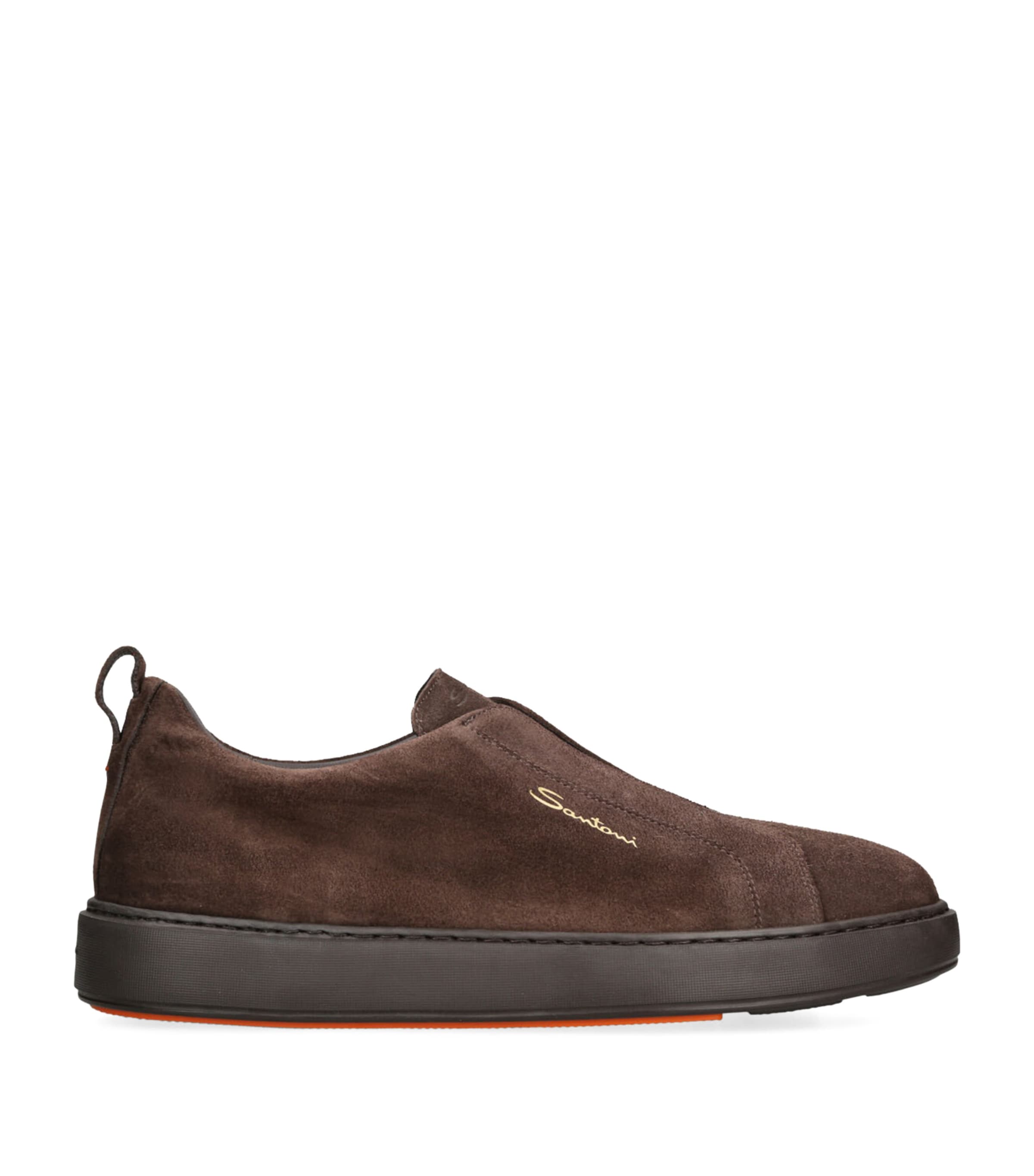 Santoni Suede Victory Slip-On Sneakers Brown