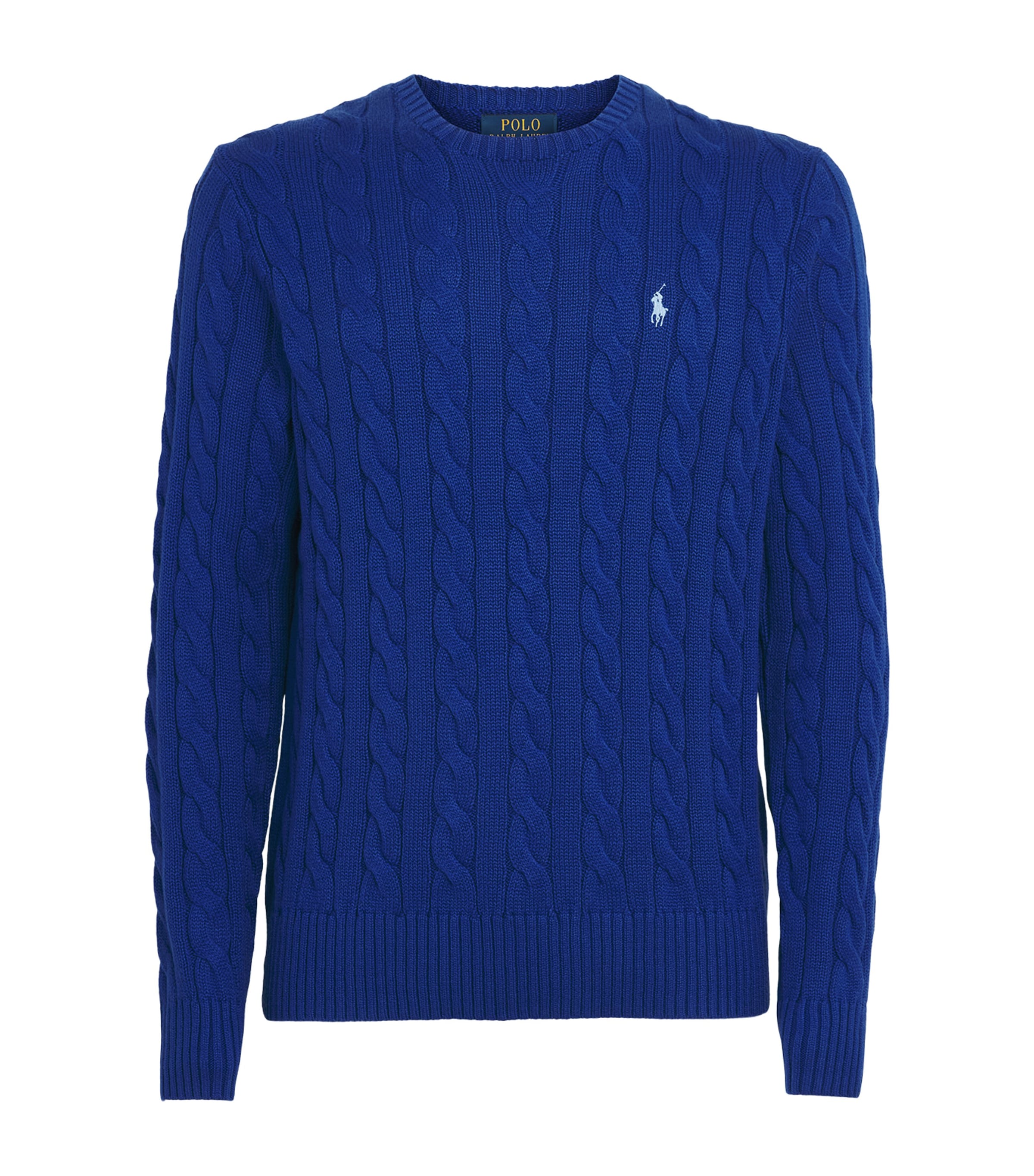 Polo Ralph Lauren Mens Cotton Cable-Knit Polo Pony Sweater Classic Azure