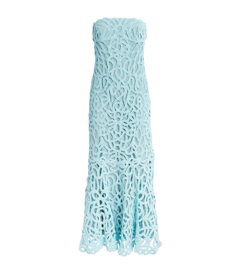 Simkhai Womens Lace Clairis Midi Dress Pool