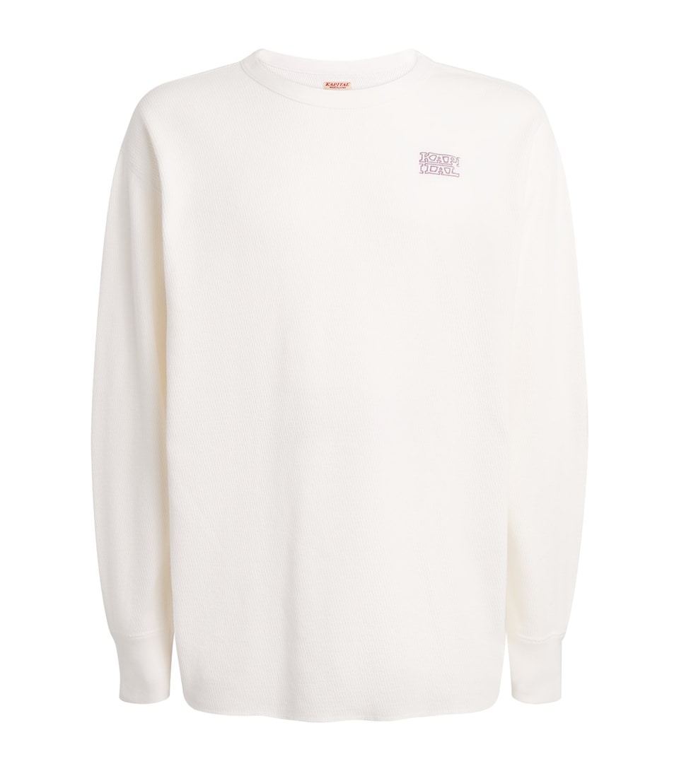 Cotton Waffle-Knit Embroidered T-Shirt