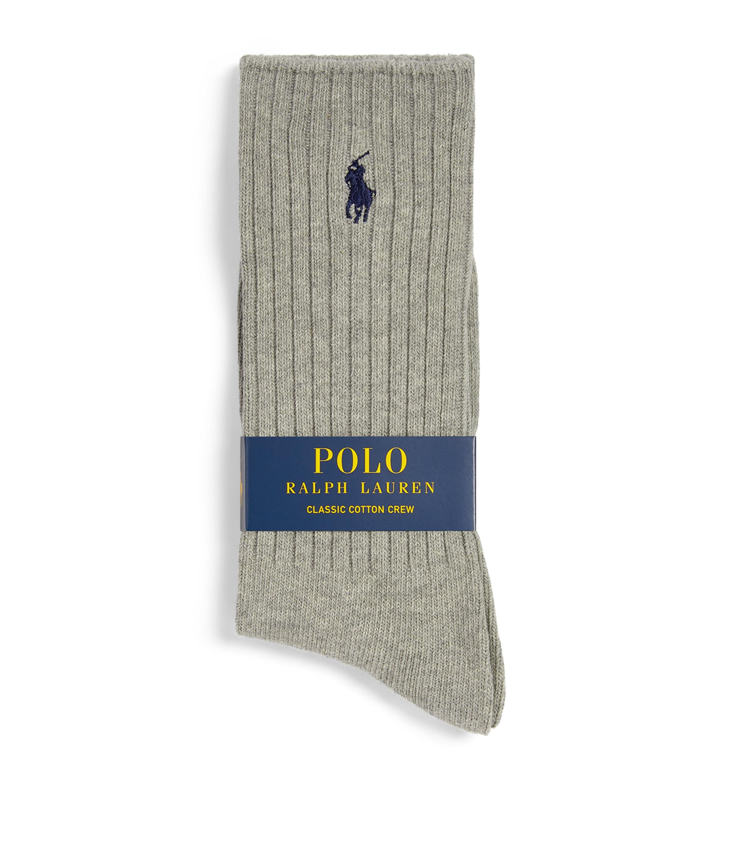 Polo Ralph Lauren Mens Cotton-Blend Classic Crew Socks Light Grey Heather