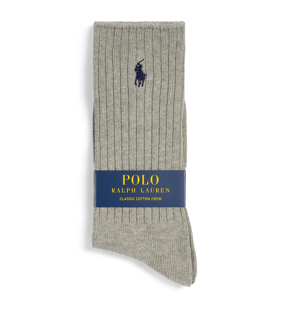 Polo Ralph Lauren Mens Cotton-Blend Classic Crew Socks Light Grey Heather