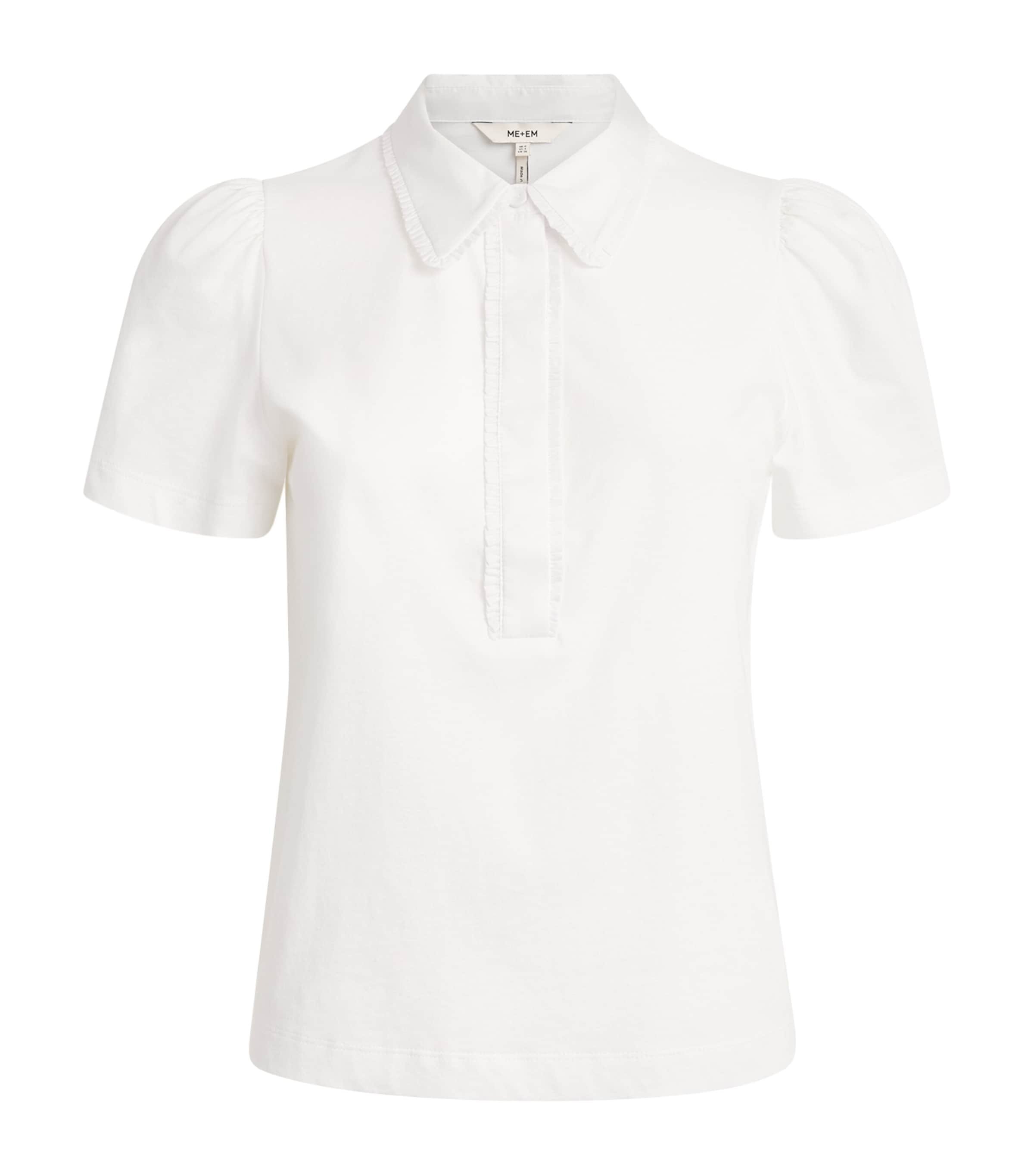 ME+EM Womens Frill-Trim Layering Shirt Fresh White