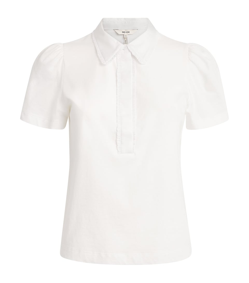 ME+EM Womens Frill-Trim Layering Shirt Fresh White