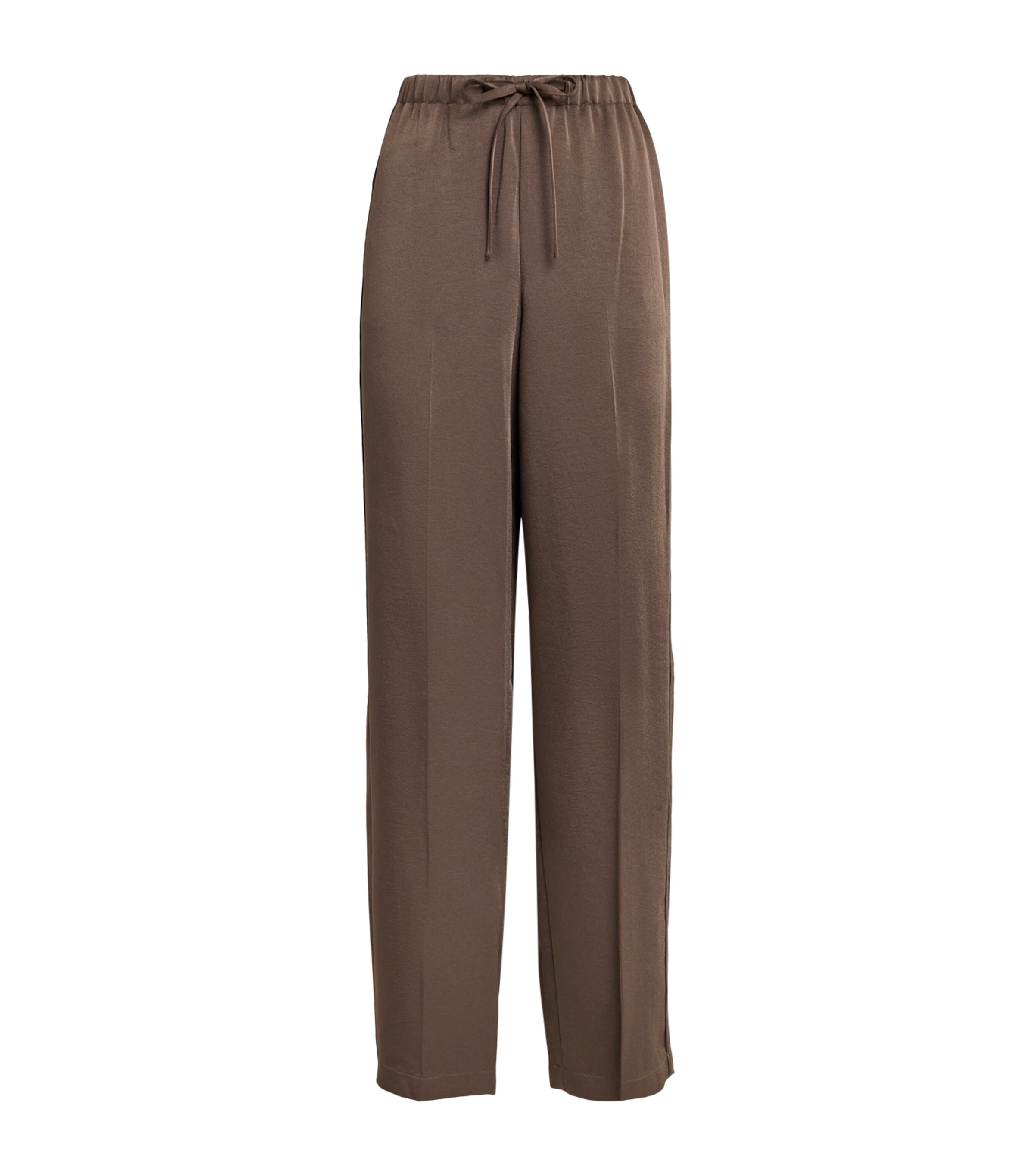 Vince Womens Crepe High-Waist Trousers Taupe Haze
