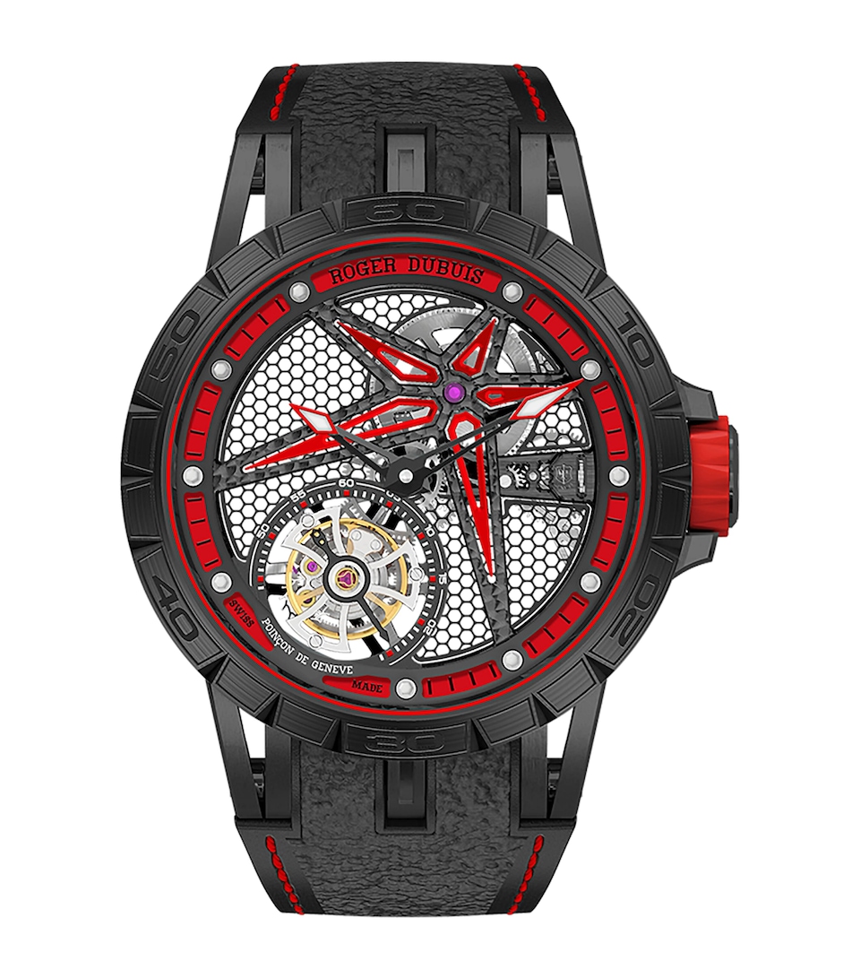 Roger Dubuis DLC Tianium Excalibur Spider Monotourbillon Pirelli Watch 39mm Red