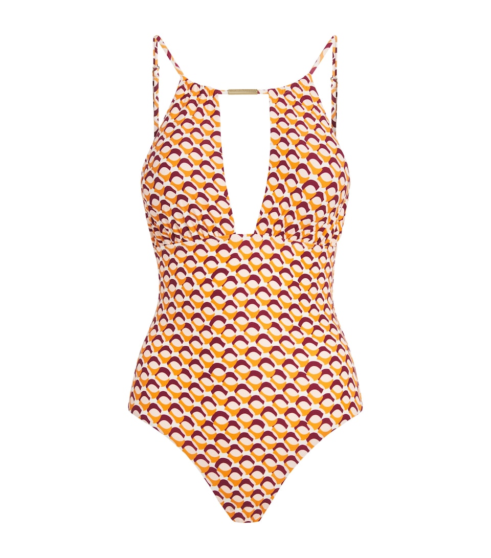 Melissa Odabash Womens Cut-Out Printed Surfside Swimsuit Retro
