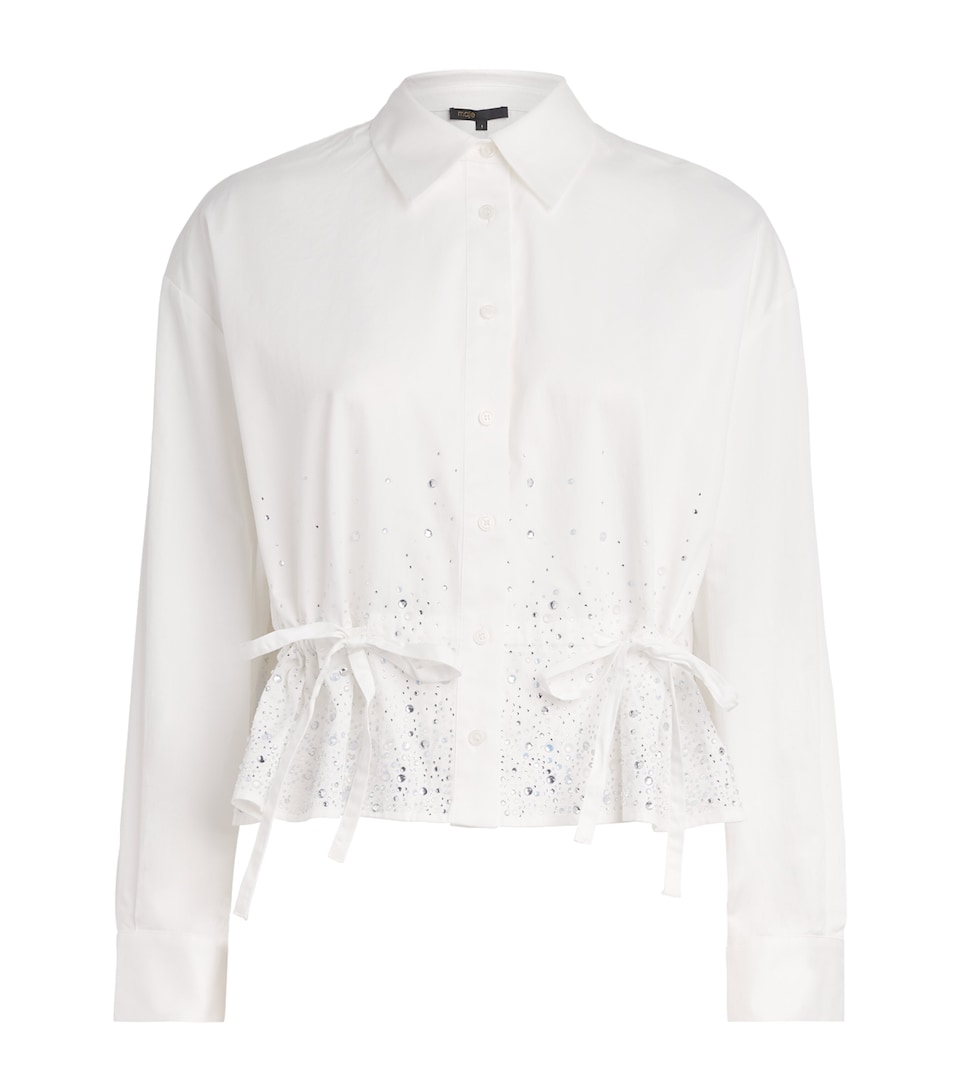 Maje Womens Cotton Embellished Blouse White