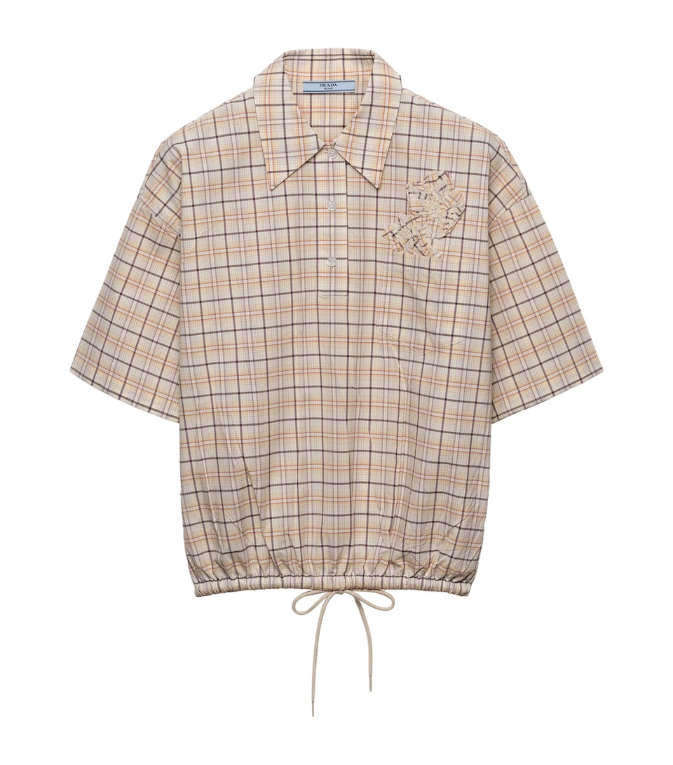 Prada Womens Cotton Embroidered Check Shirt