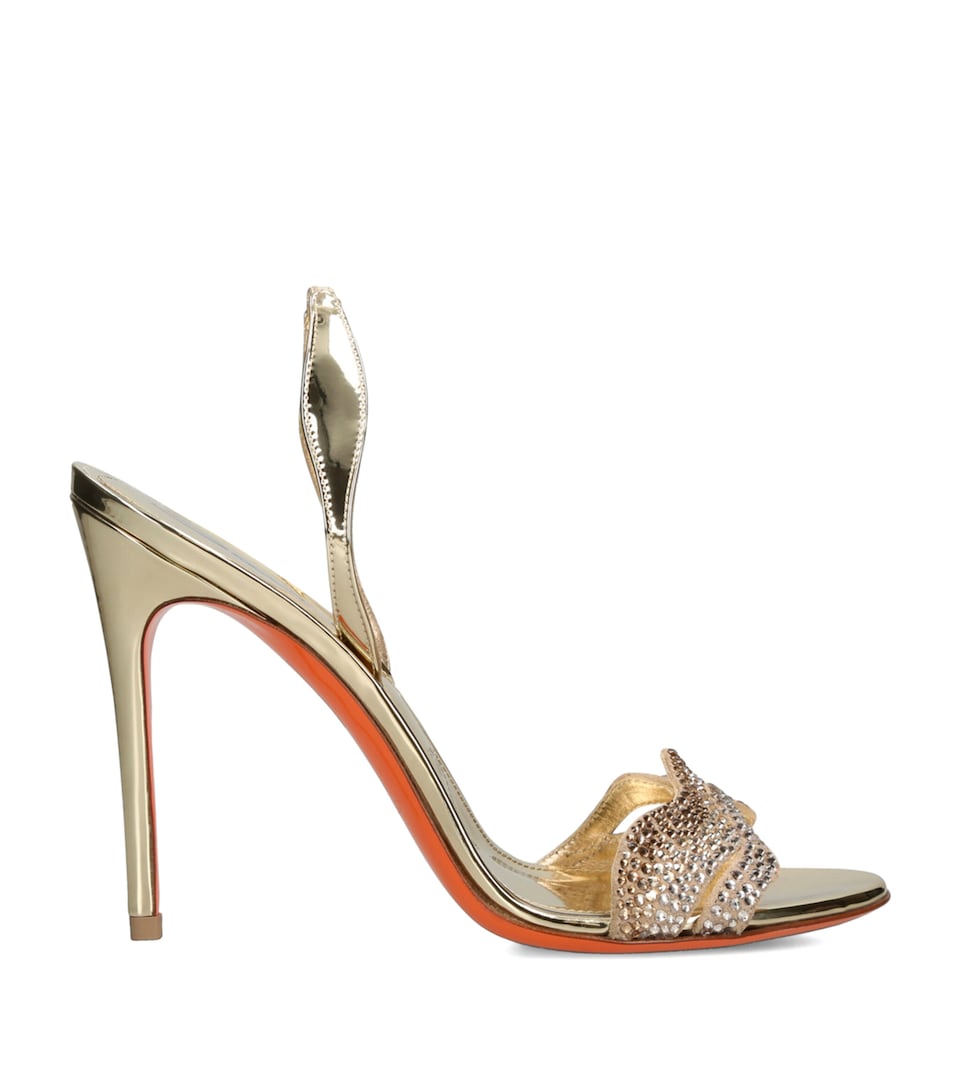 Santoni Leather Serena Heeled Sandals 105 Gold Comb