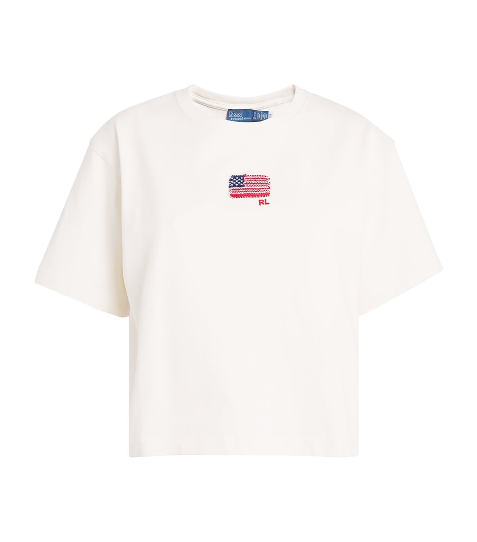 Cotton Embroidered Flag T-Shirt