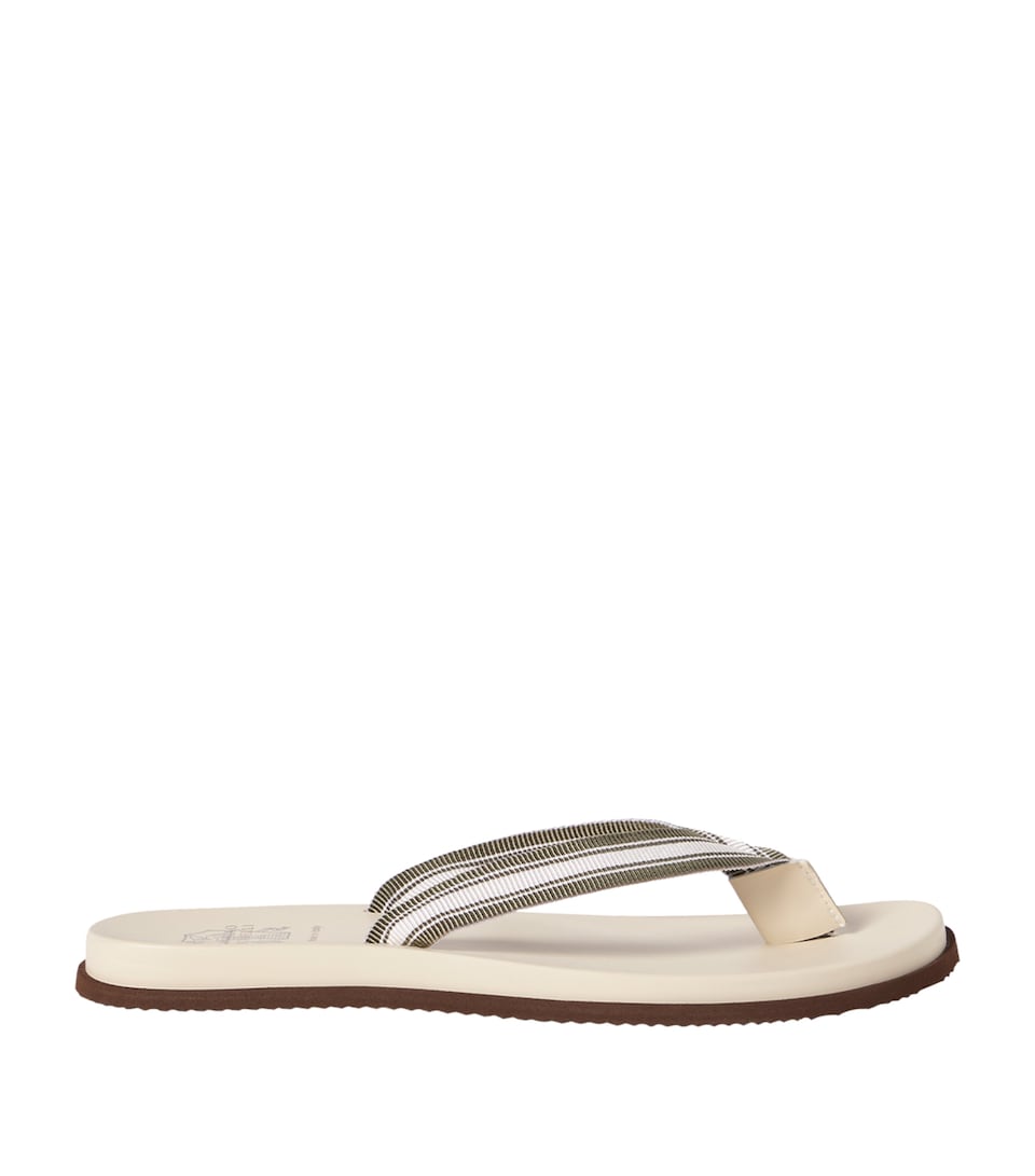 Brunello Cucinelli Leather Logo Flip Flops
