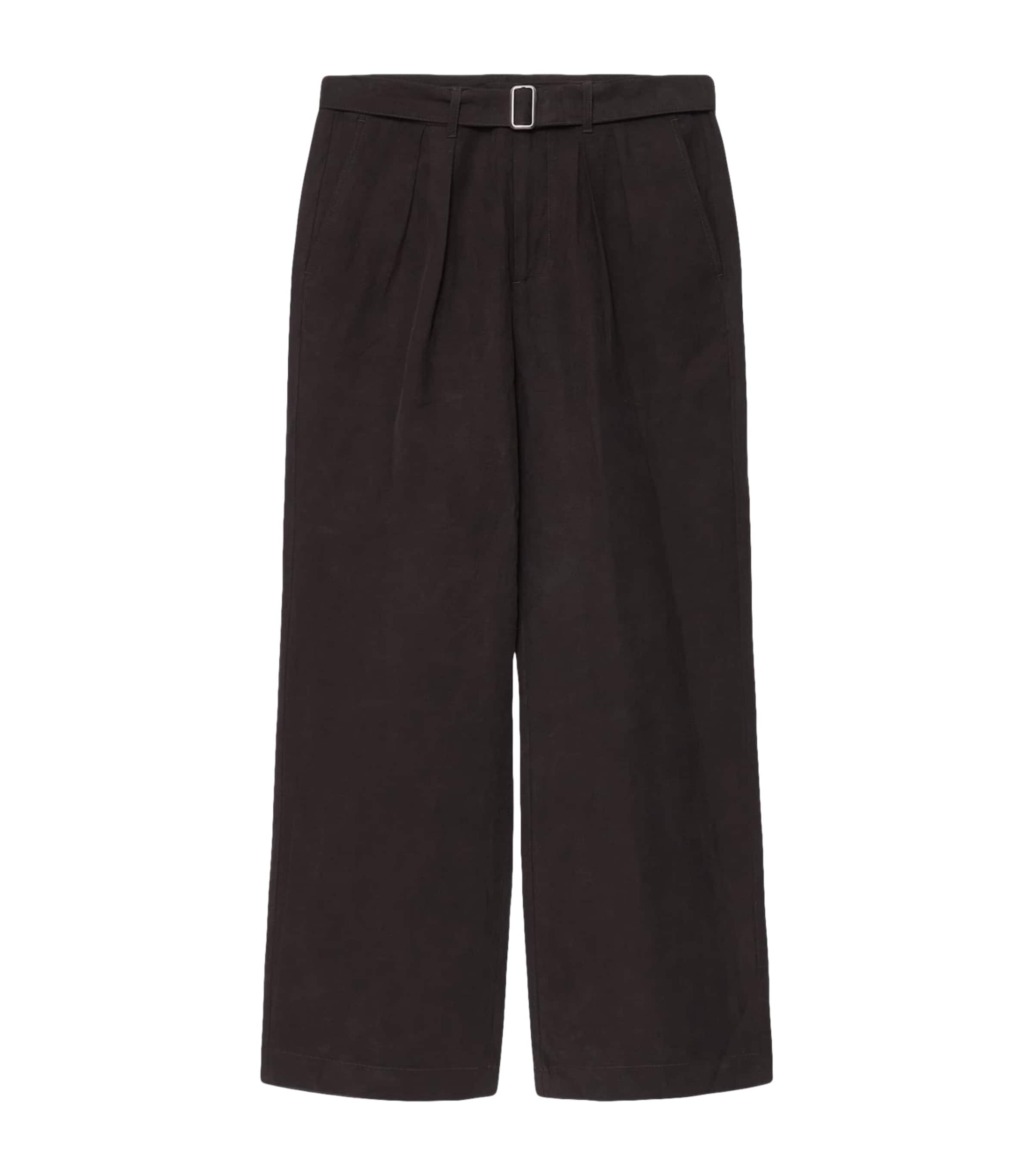 AllSaints Mens Pleated Marko Straight Trousers Coal Black