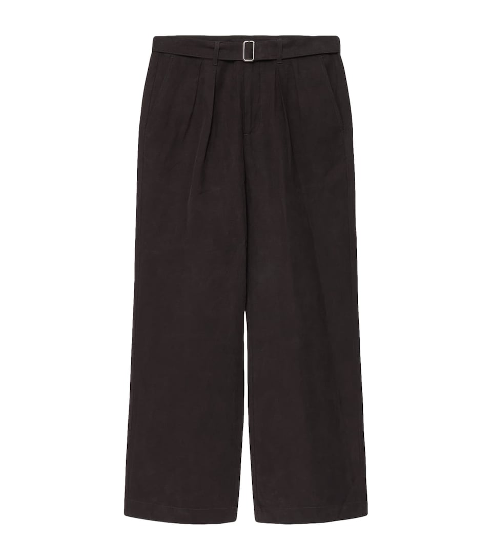AllSaints Mens Pleated Marko Straight Trousers Coal Black