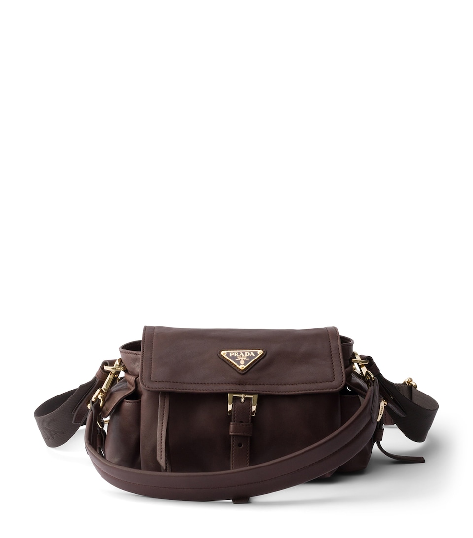 Prada Mini Lambskin Explore Shoulder Bag Brown