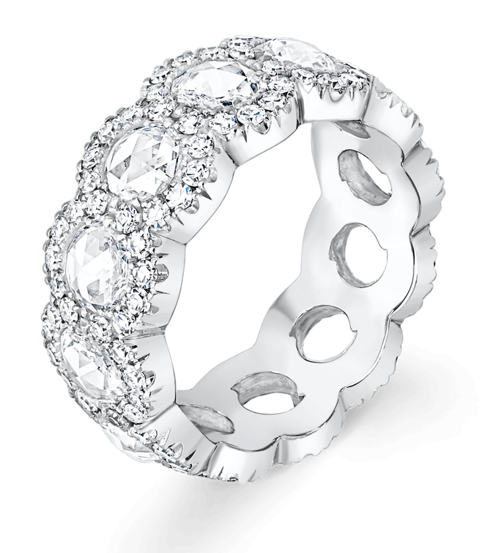David Morris White Gold and Diamond Rose Cut Eternity Ring