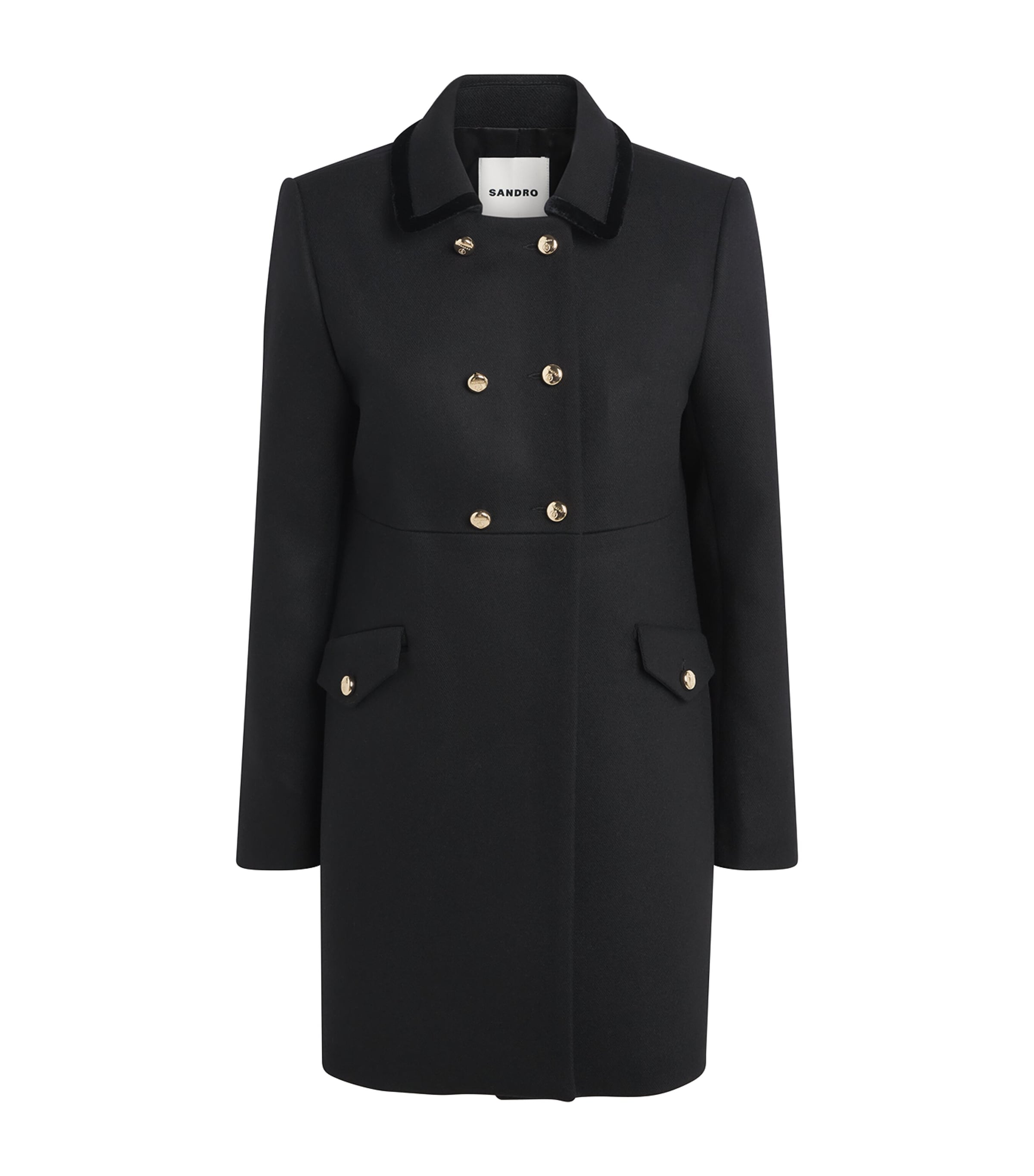 Sandro Paris Womens Wool-Blend Pea Coat Black