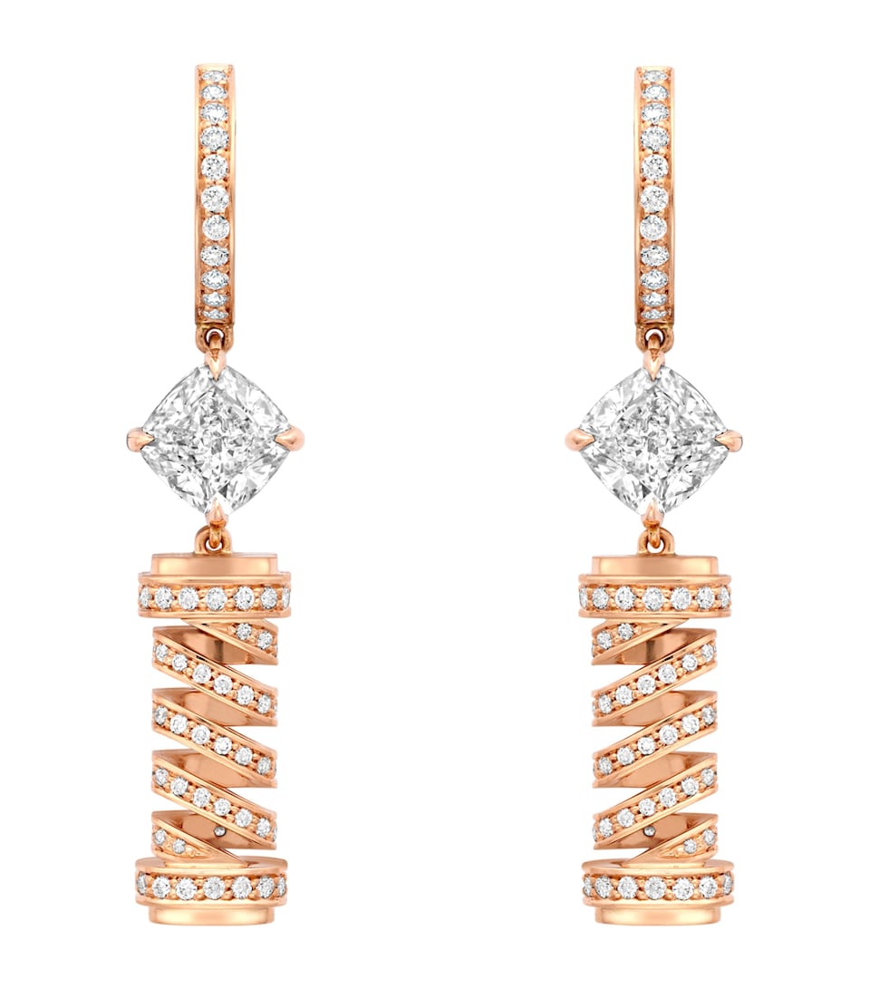 Boodles Rose Gold and Diamond The Palace Collection Tudor Skyline Diamond Earrings Rose Gold