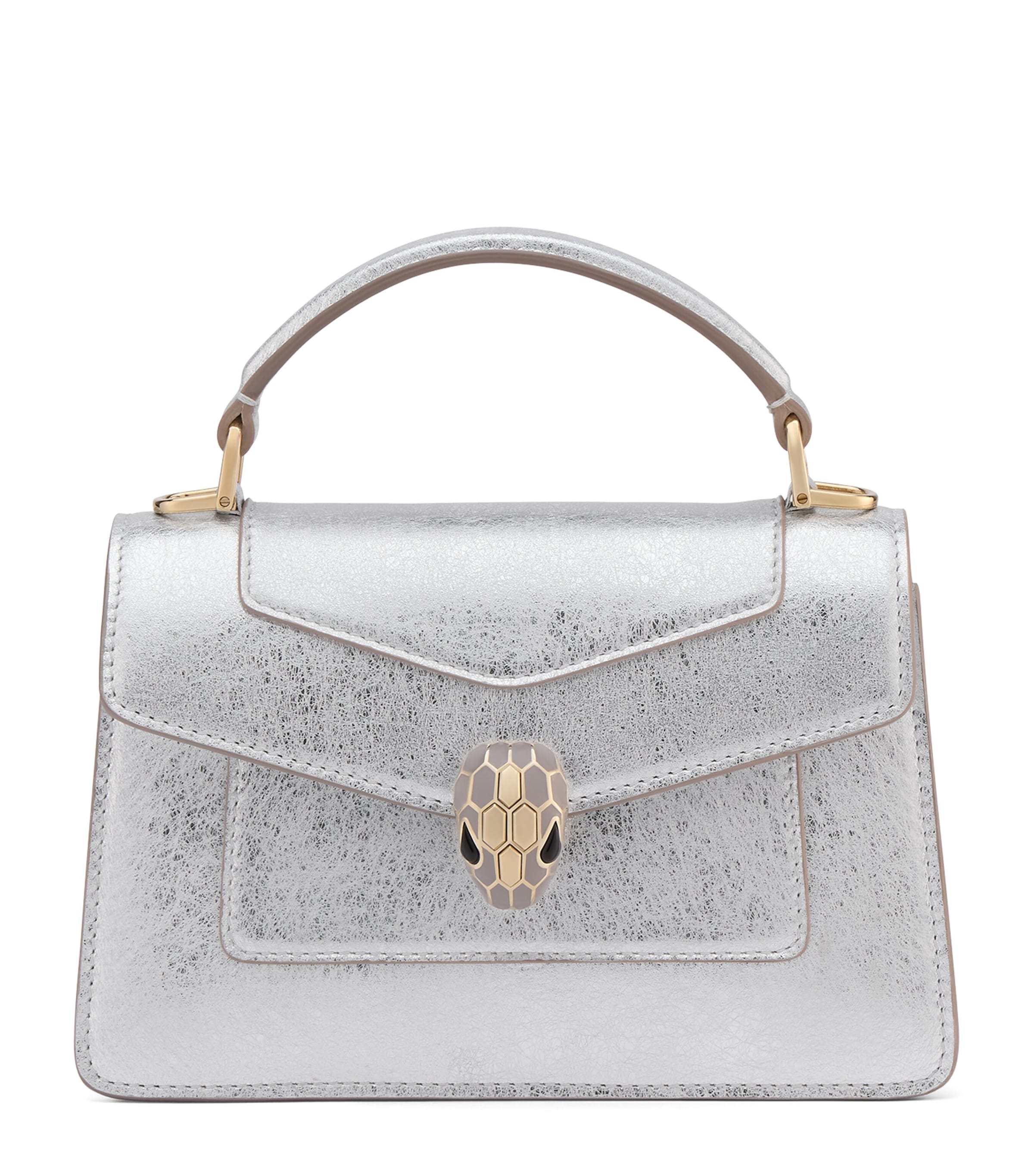 Bvlgari Mini Metallic Serpenti Forever Top-Handle Bag Silver