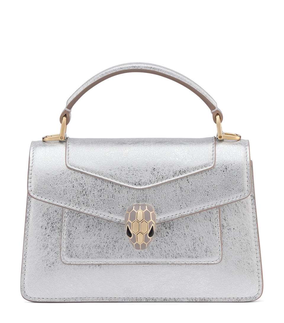 Bvlgari Mini Metallic Serpenti Forever Top-Handle Bag Silver