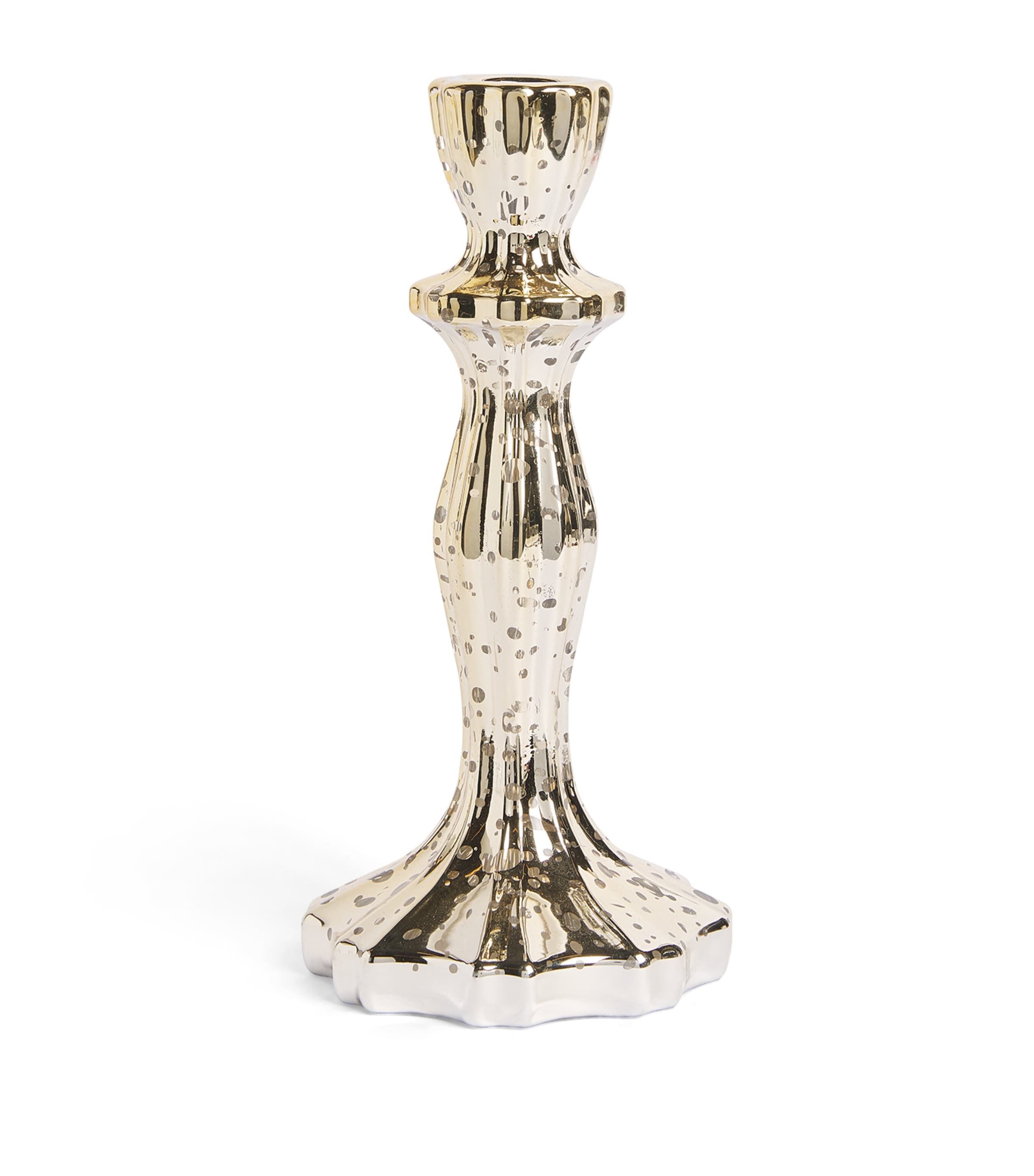 Harrods Glass Metallic Candlestick Holder Gold