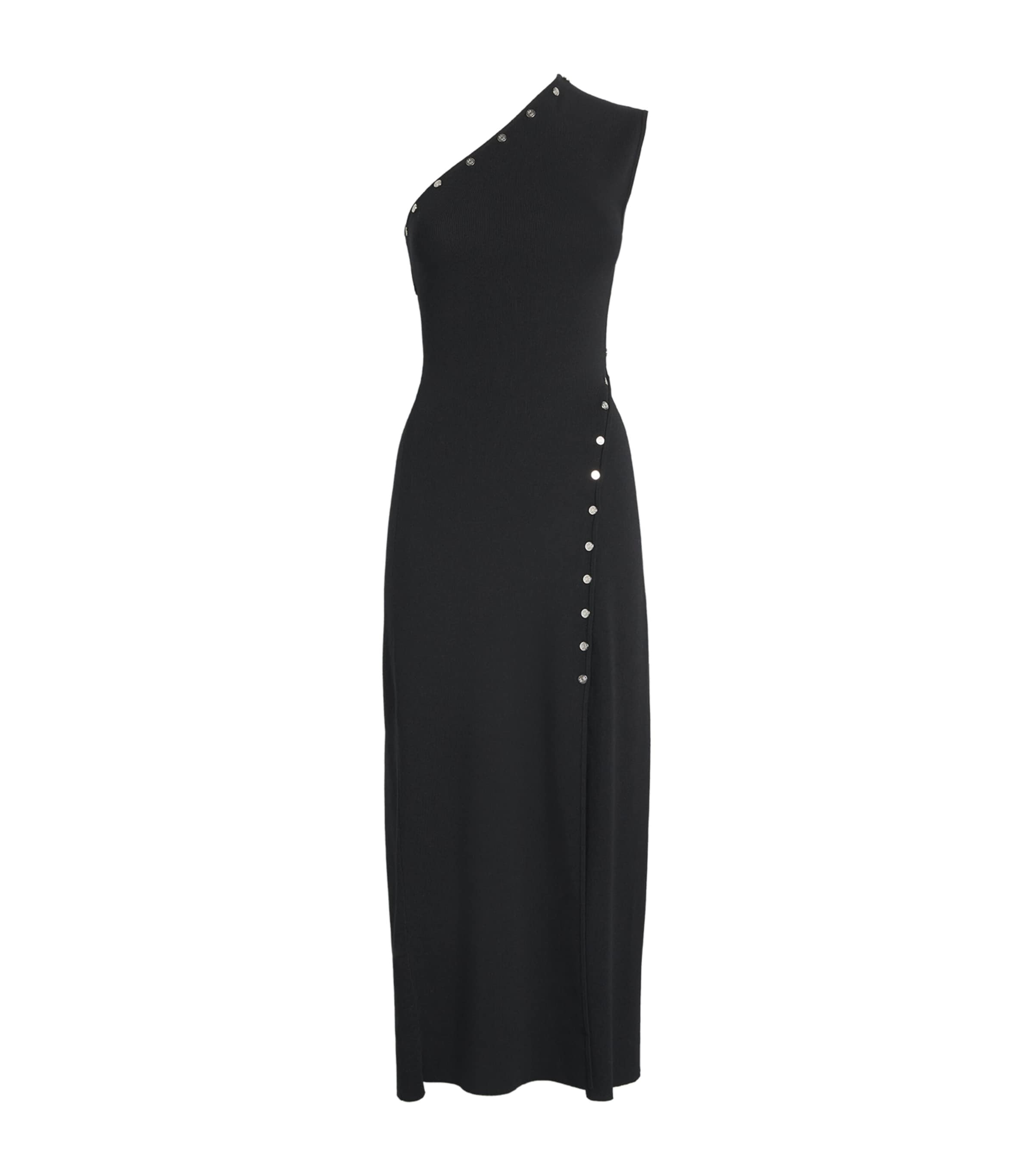 Ribbed Press-Stud Midi Dress