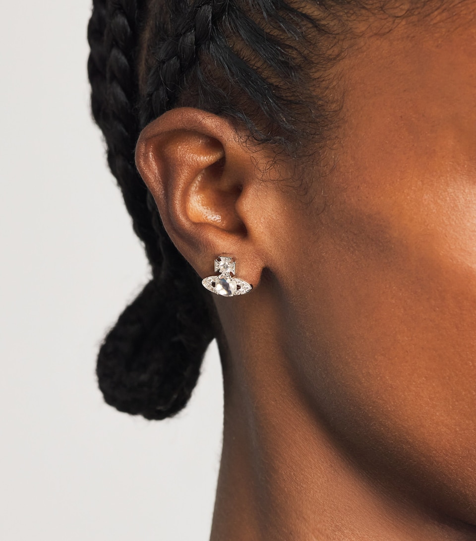 Vivienne Westwood Crystal Ondina Stud Earrings Cz