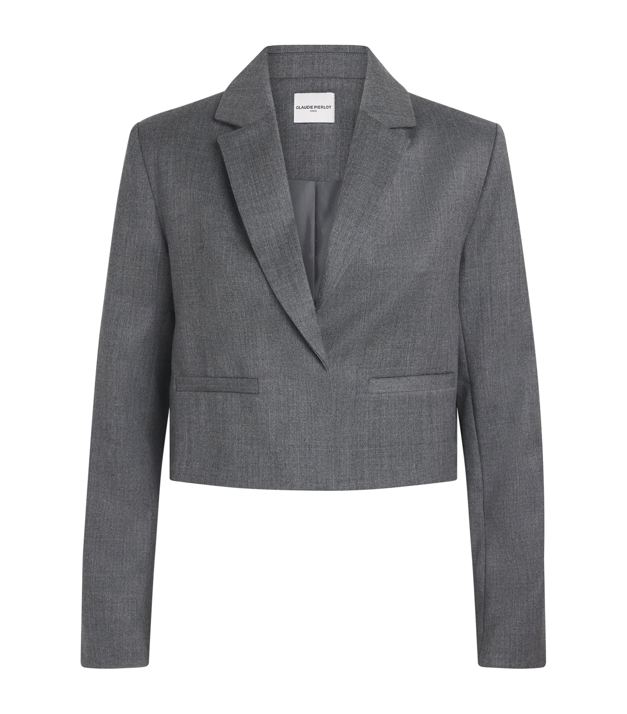 Claudie Pierlot Womens Wool Cropped Blazer Mottled Grey