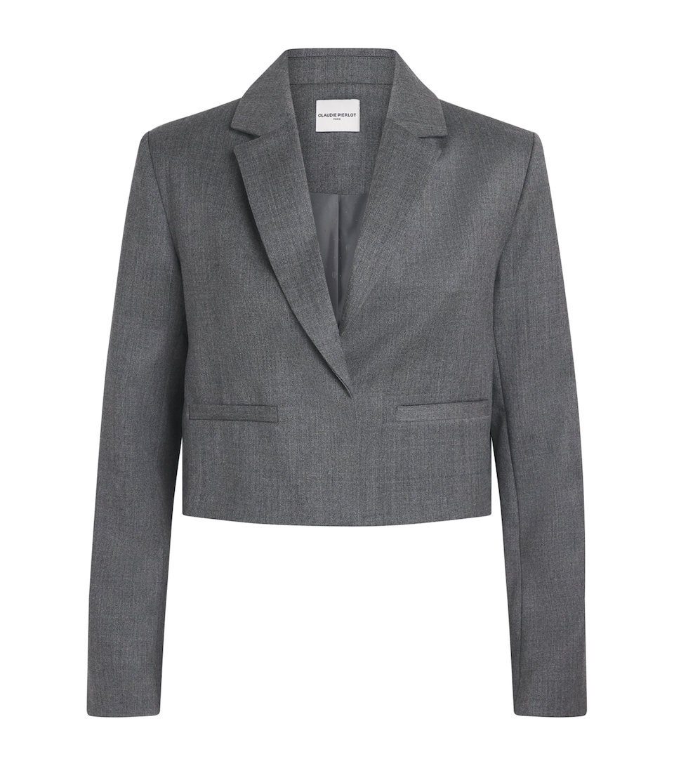 Claudie Pierlot Womens Wool Cropped Blazer Mottled Grey