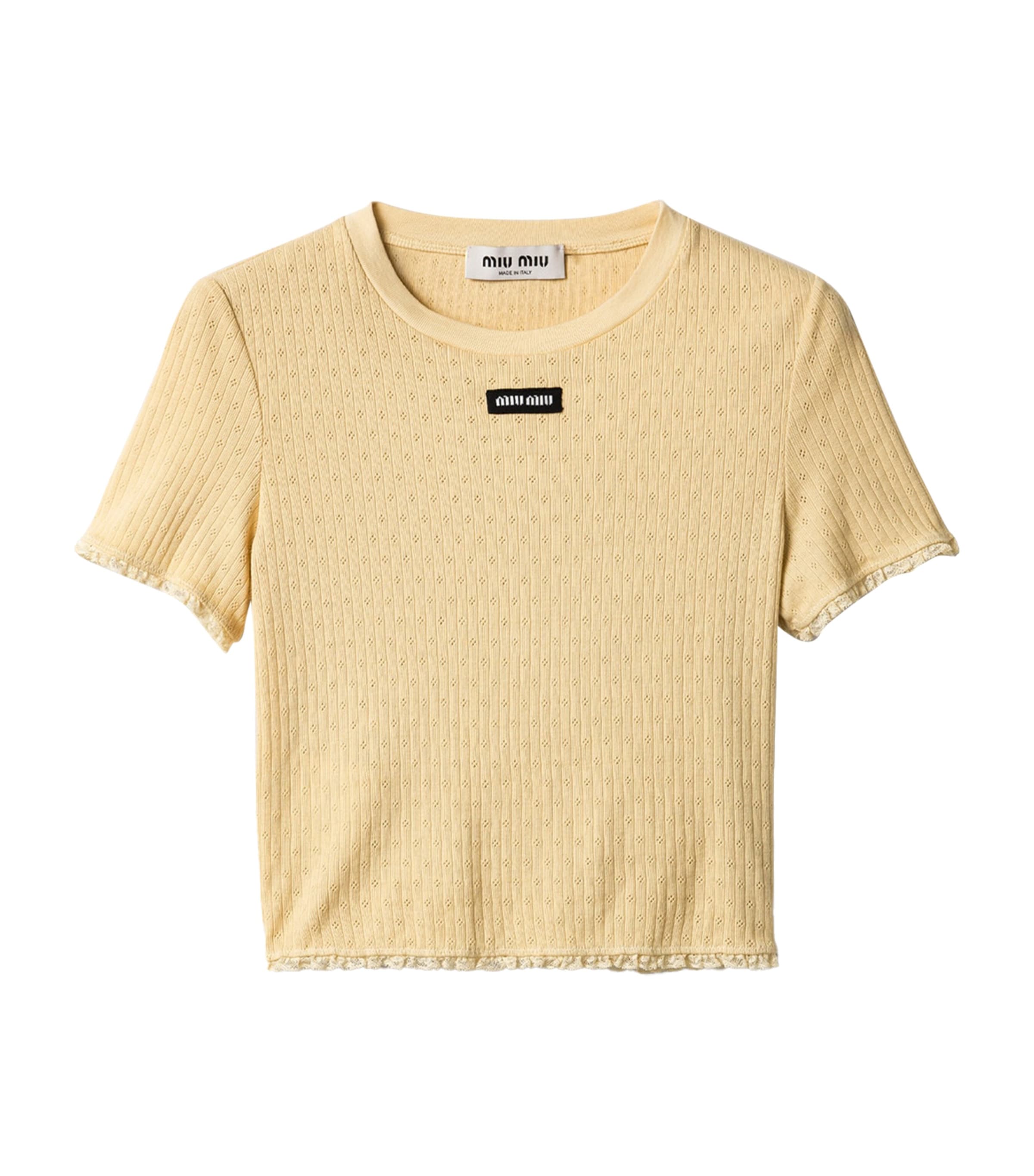 Miu Miu Womens Cotton Cropped Baby T-Shirt