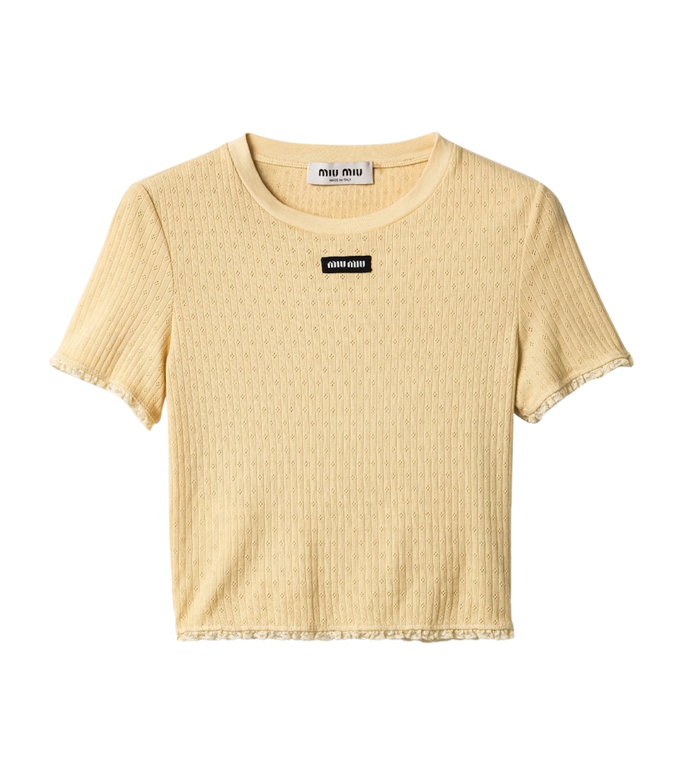 Miu Miu Womens Cotton Cropped Baby T-Shirt