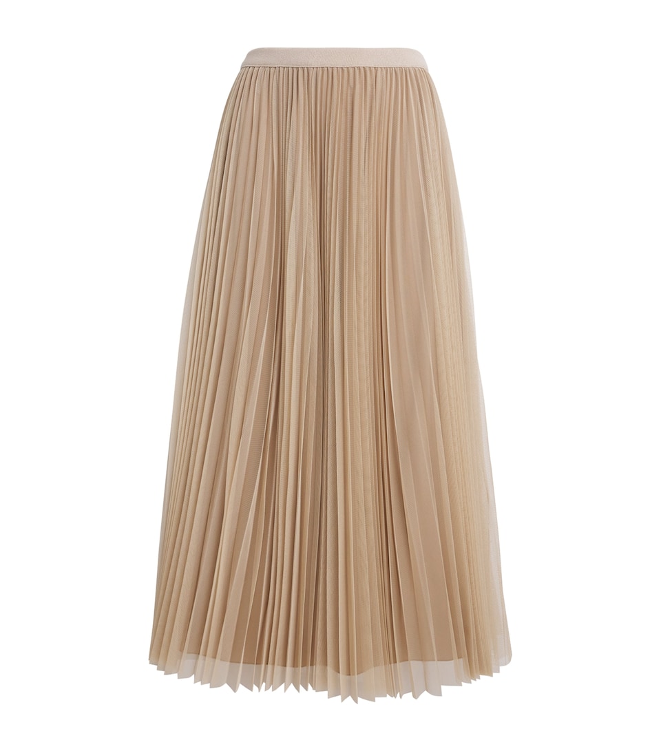 Tulle Pleated Midi Skirt