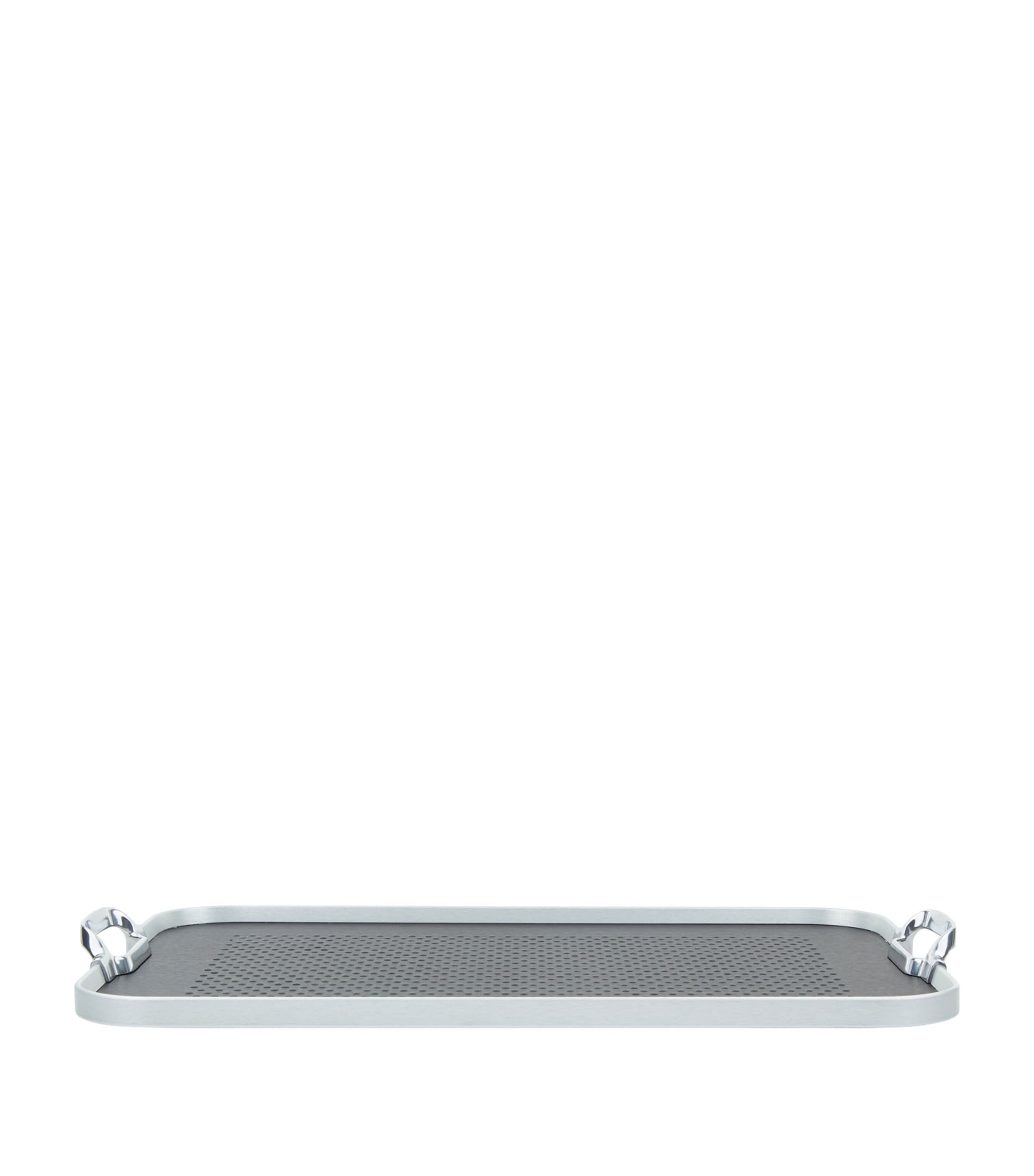 Kaymet Rubber Grip Cut Out Handle Tray Silver With Black