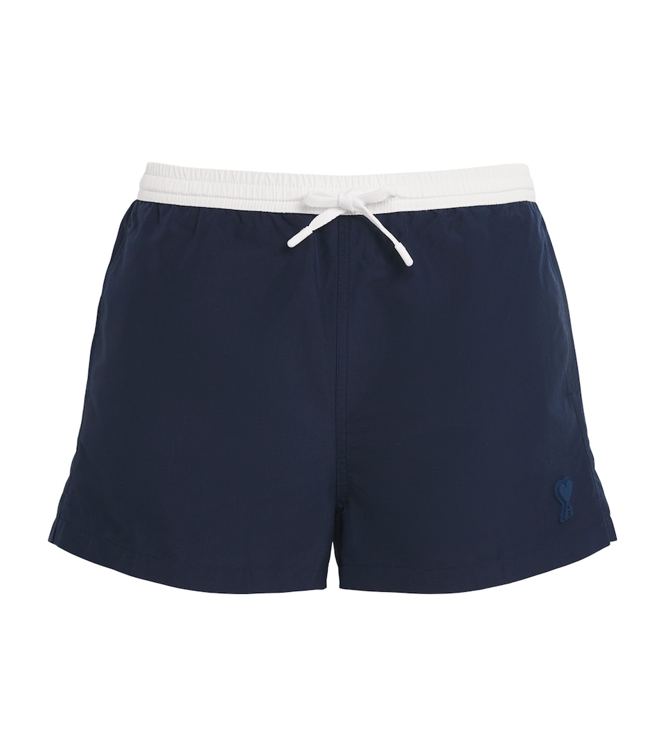 AMI Paris Mens Logo Swim Shorts Encre/blnc Crme